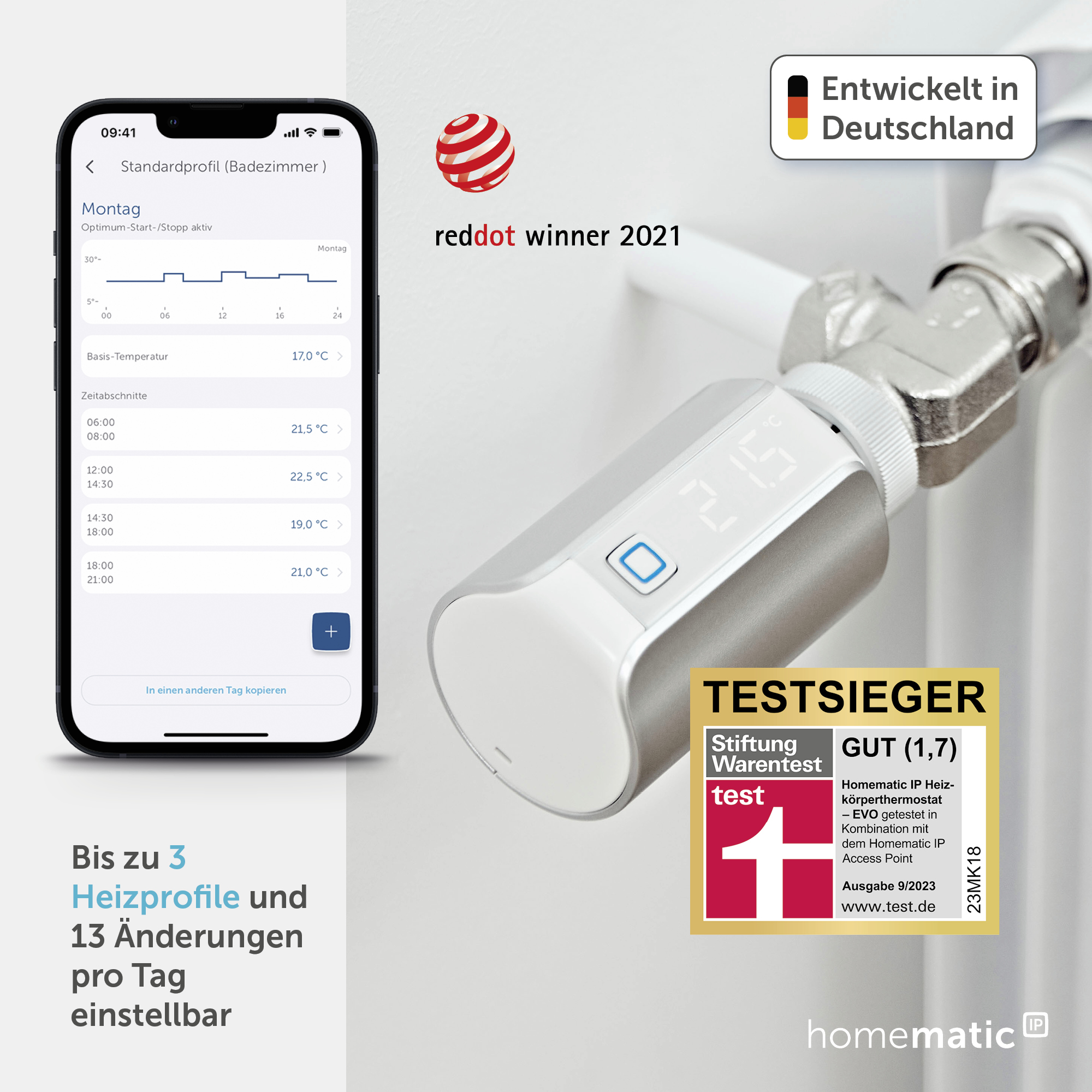 HOMEMATIC IP 156650A0, Heizkörperthermostat EVO, silber HOMEMATIC IP 156650A0, Heizkörperthermostat EVO, silber