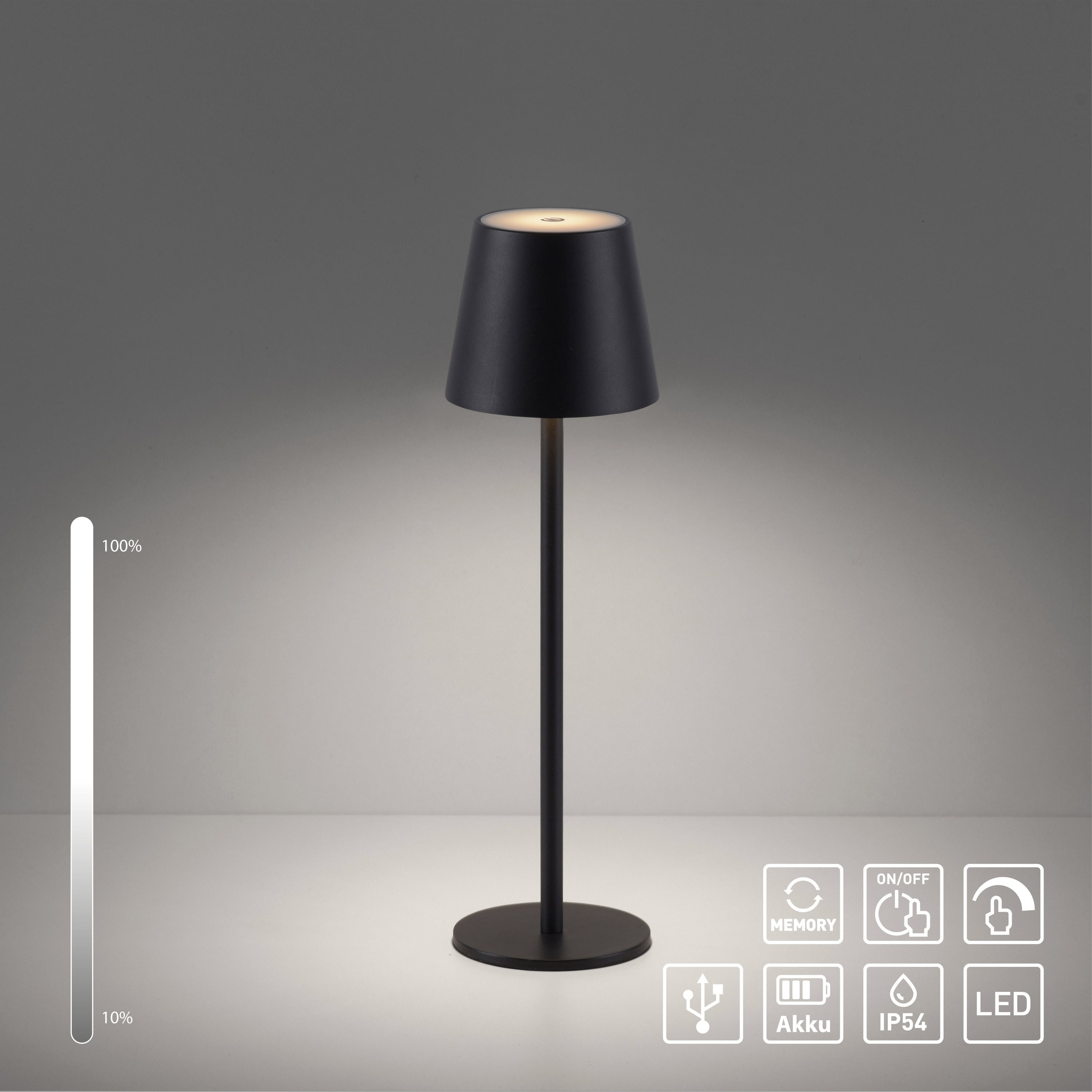 JUST LIGHT LED-Akku-Tischleuchte 19250-18 schwarz, 2,5 W, 320 lm, 3000 K, IP54 JUST LIGHT LED-Akku-Tischleuchte 19250-18 schwarz, 2,5 W, 320 lm, 3000 K, IP54