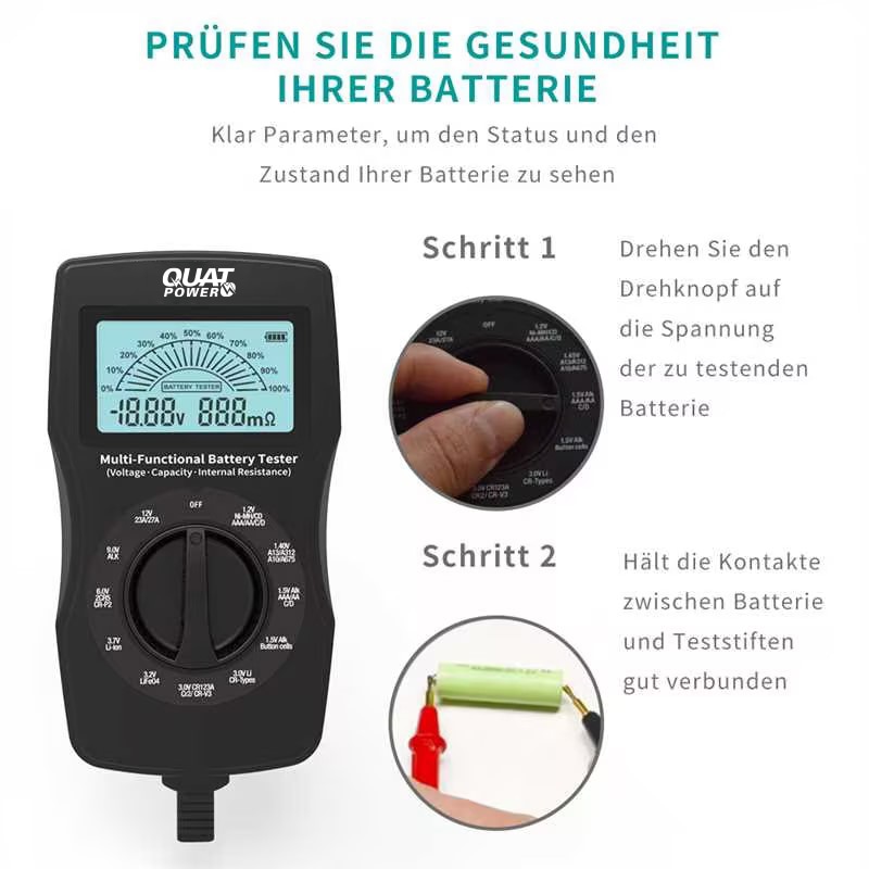 QUATPOWER Batterietester B3, inkl. Innenwiderstandsmessung QUATPOWER Batterietester B3, inkl. Innenwiderstandsmessung