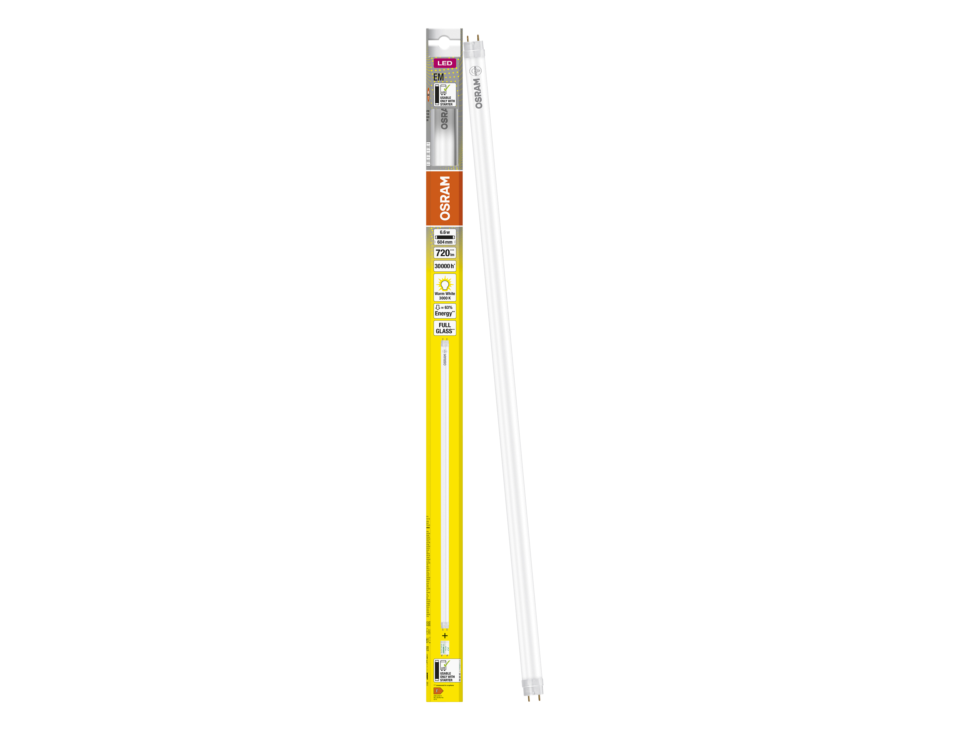 OSRAM LED-Röhre, T8, 600mm, G13, EEK: F, 6,6W, 720lm, 3000K OSRAM LED-Röhre, T8, 600mm, G13, EEK: F, 6,6W, 720lm, 3000K