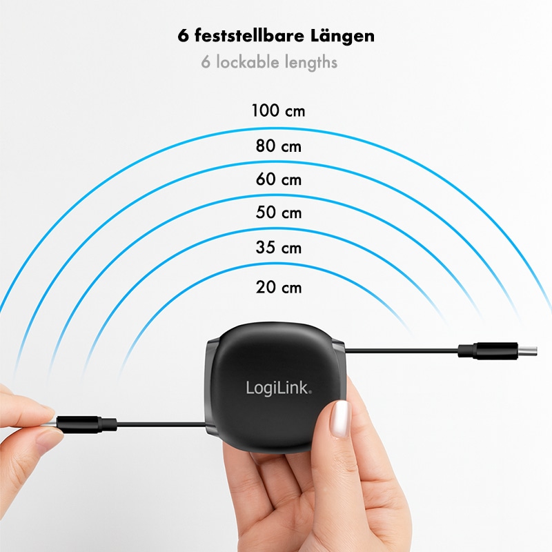 LOGILINK USB2.0 Kabel CU0500 USB-C M/USB-C M 60W 1m schwarz ausziehbar LOGILINK USB2.0 Kabel CU0500 USB-C M/USB-C M 60W 1m schwarz ausziehbar