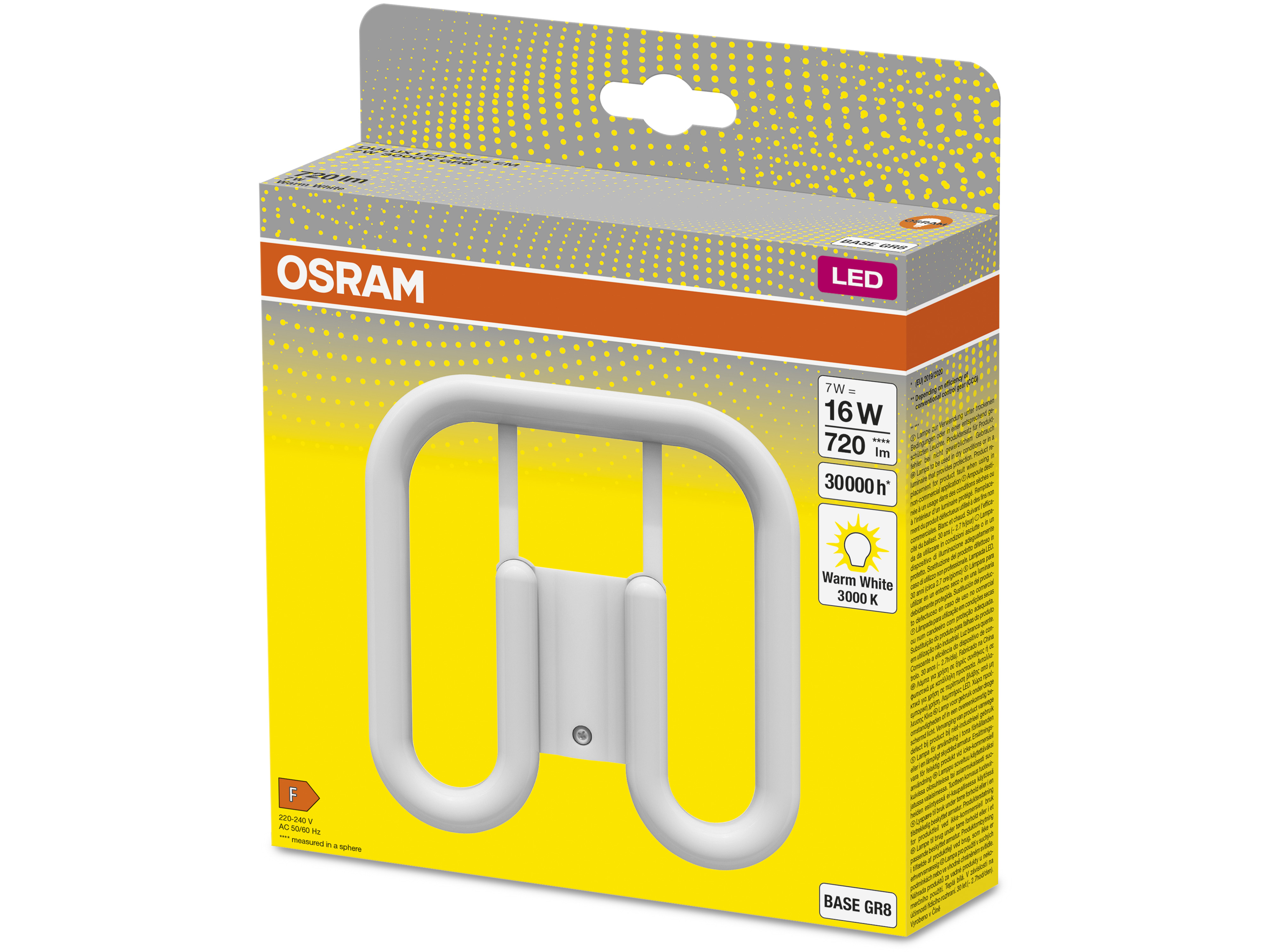 OSRAM LED-Lampe, Dulux SQ16, GR8, EEK: F, 7W, 720lm, 3000K OSRAM LED-Lampe, Dulux SQ16, GR8, EEK: F, 7W, 720lm, 3000K