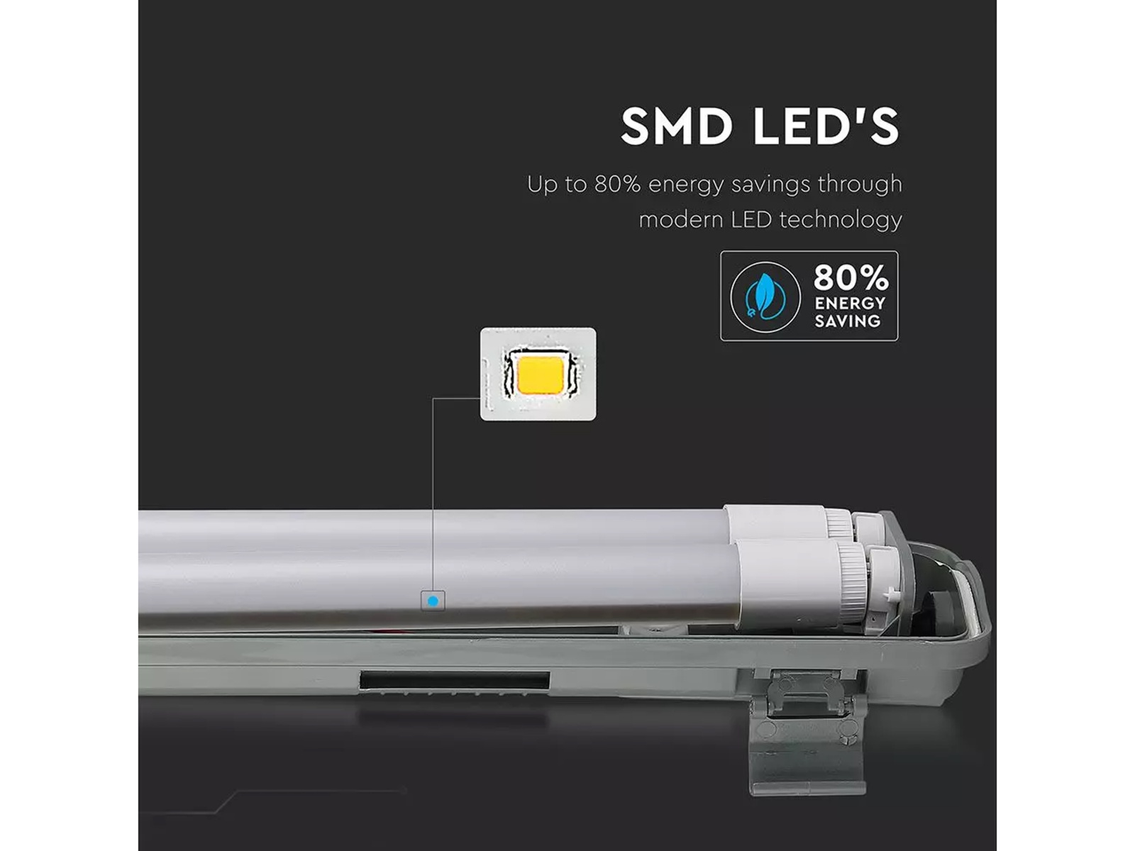 V-TAC LED-Feuchtraum-Wannenleuchte VT-12023 (6399), 2x 18 W, 6500K V-TAC LED-Feuchtraum-Wannenleuchte VT-12023 (6399), 2x 18 W, 6400K