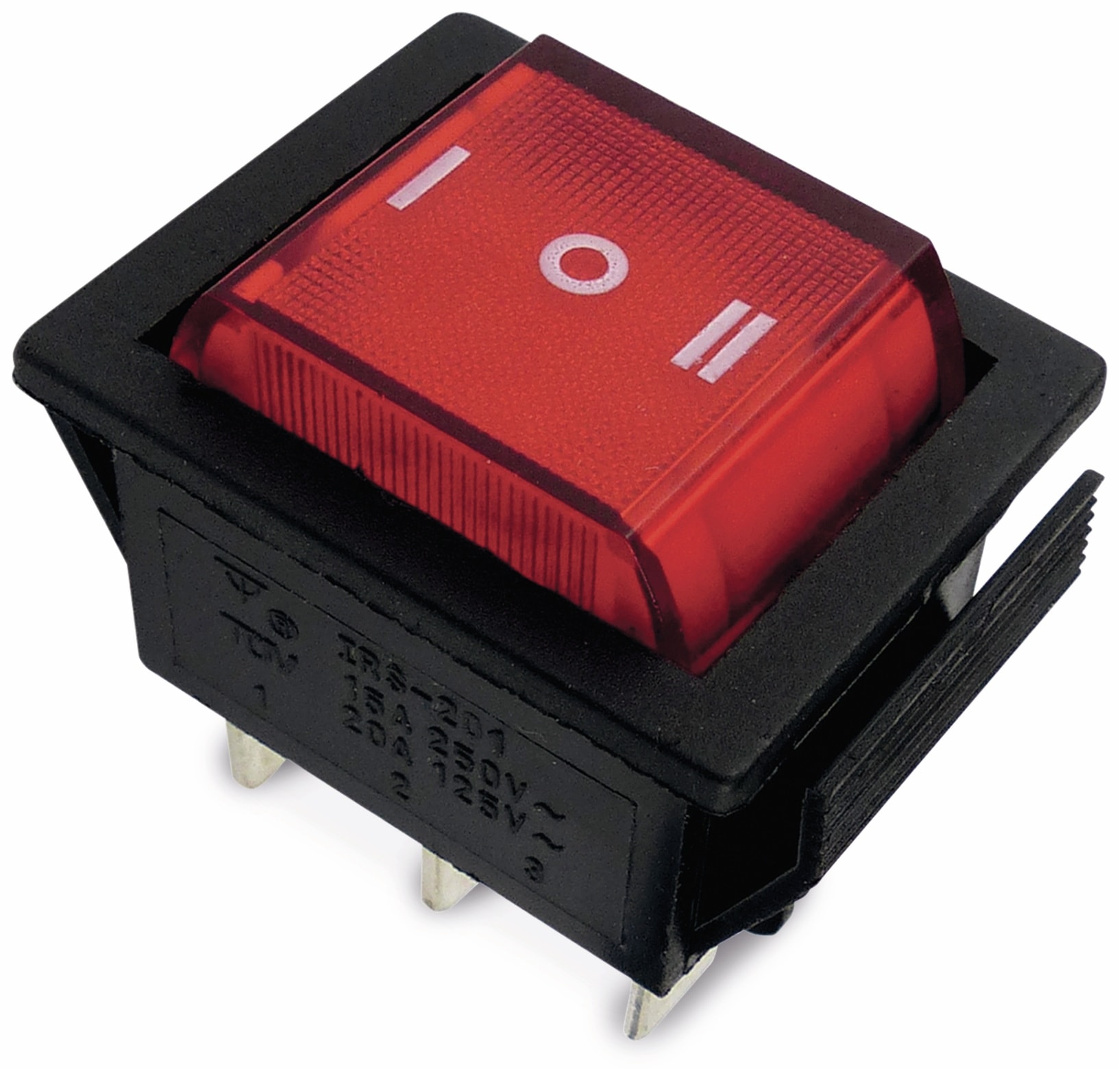 Wippenschalter 25,5x22mm , 2x I-0-I, rot, 15 A/250 V~ Wippenschalter 25,5x22mm , 2x I-0-I, rot, 15 A/250 V~