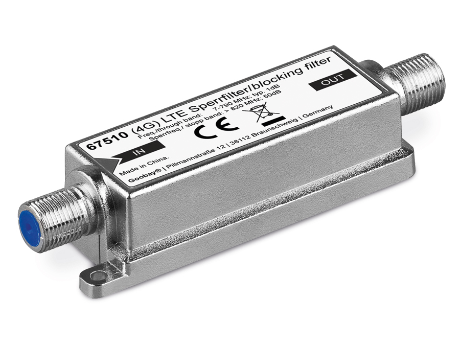 GOOBAY LTE(4G)-Sperrfilter für DVB-T, 2x F-Kupplung GOOBAY LTE(4G)-Sperrfilter für DVB-T, 2x F-Kupplung