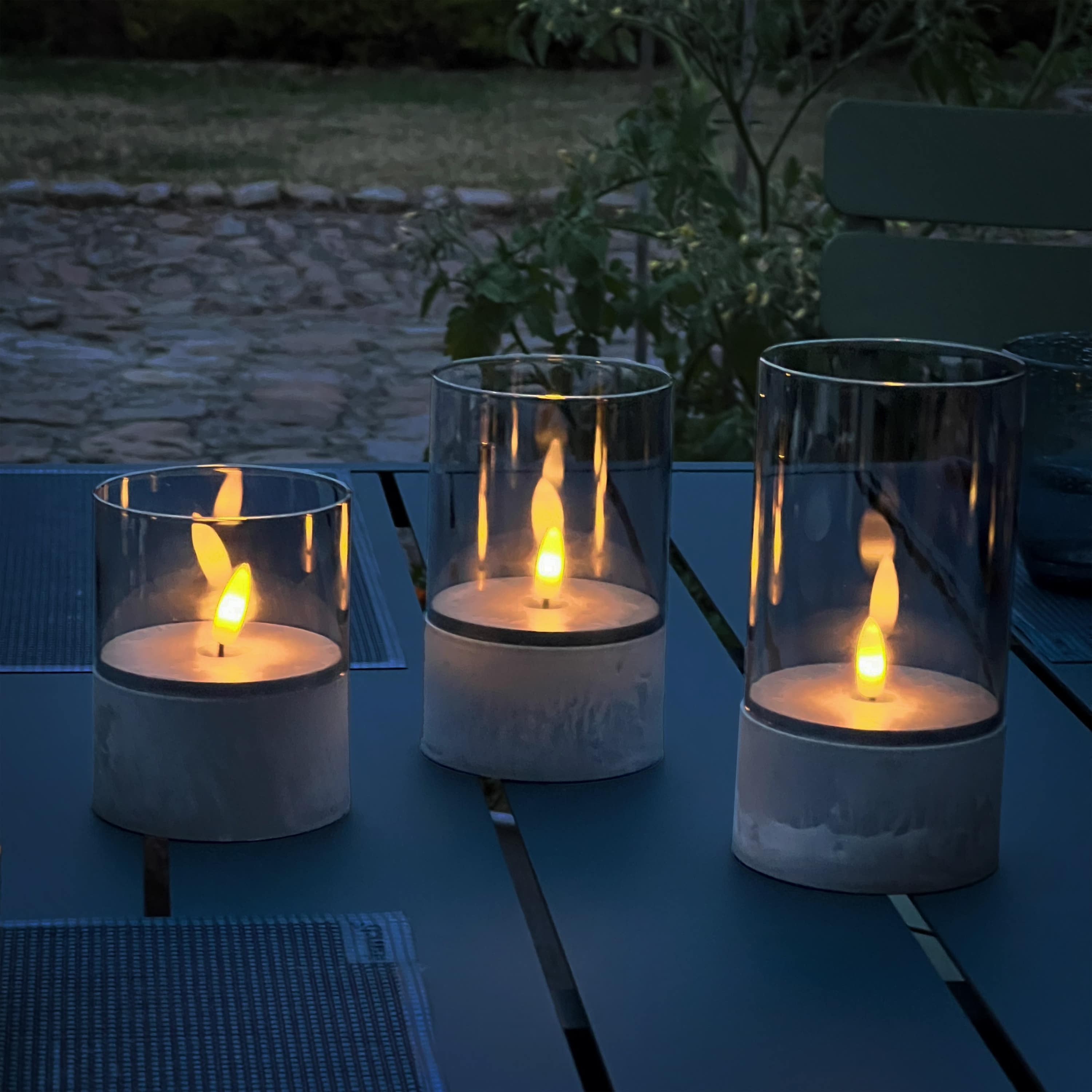BRILLIANT LED Tischleuchten Kerzen Bougie, grau, rauchglas, 3 Stück BRILLIANT LED Tischleuchten Kerzen Bougie, grau, rauchglas, 3 Stück