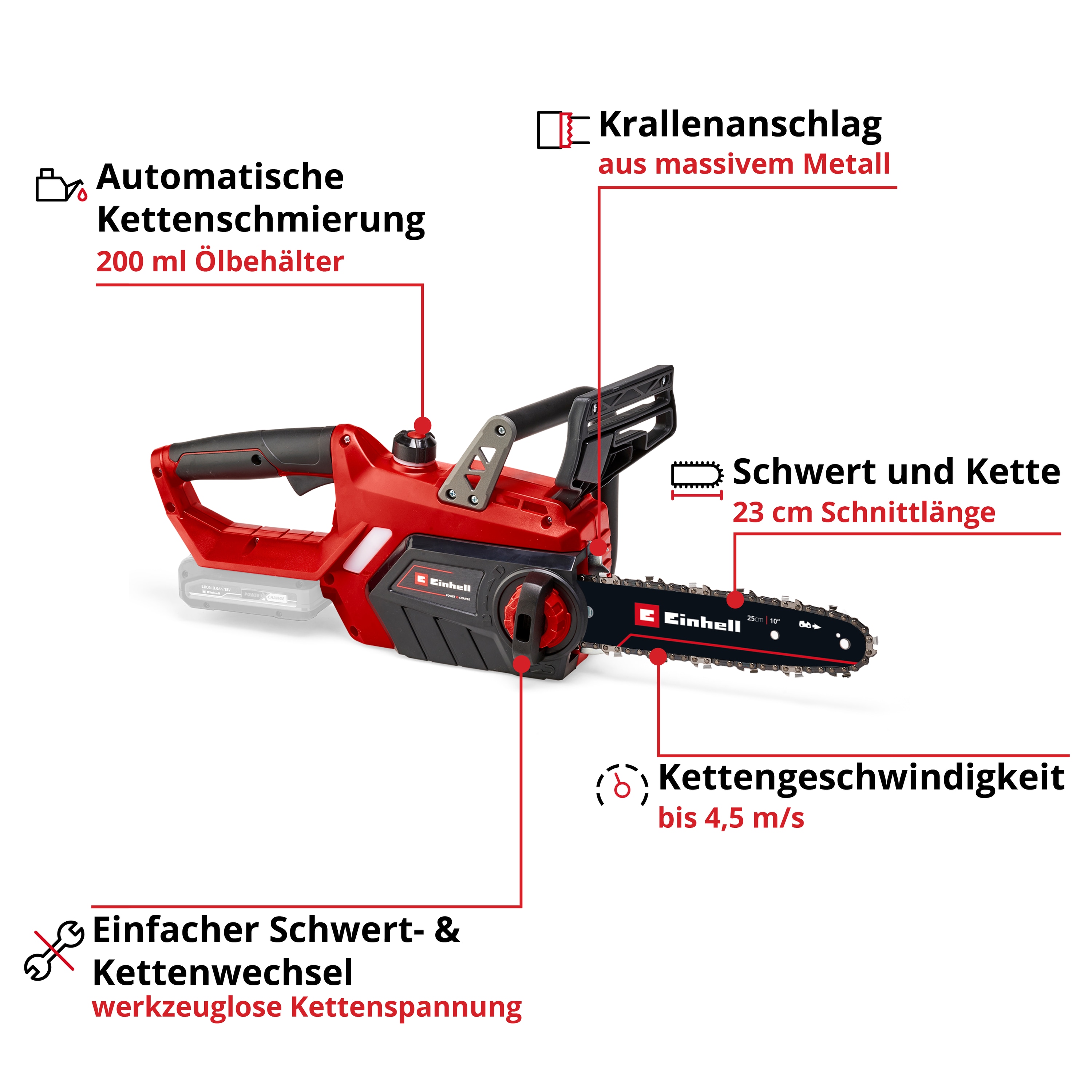 EINHELL Akku-Kettensäge GE-LC 18/25 Li Solo EINHELL Akku-Kettensäge GE-LC 18/25 Li Solo