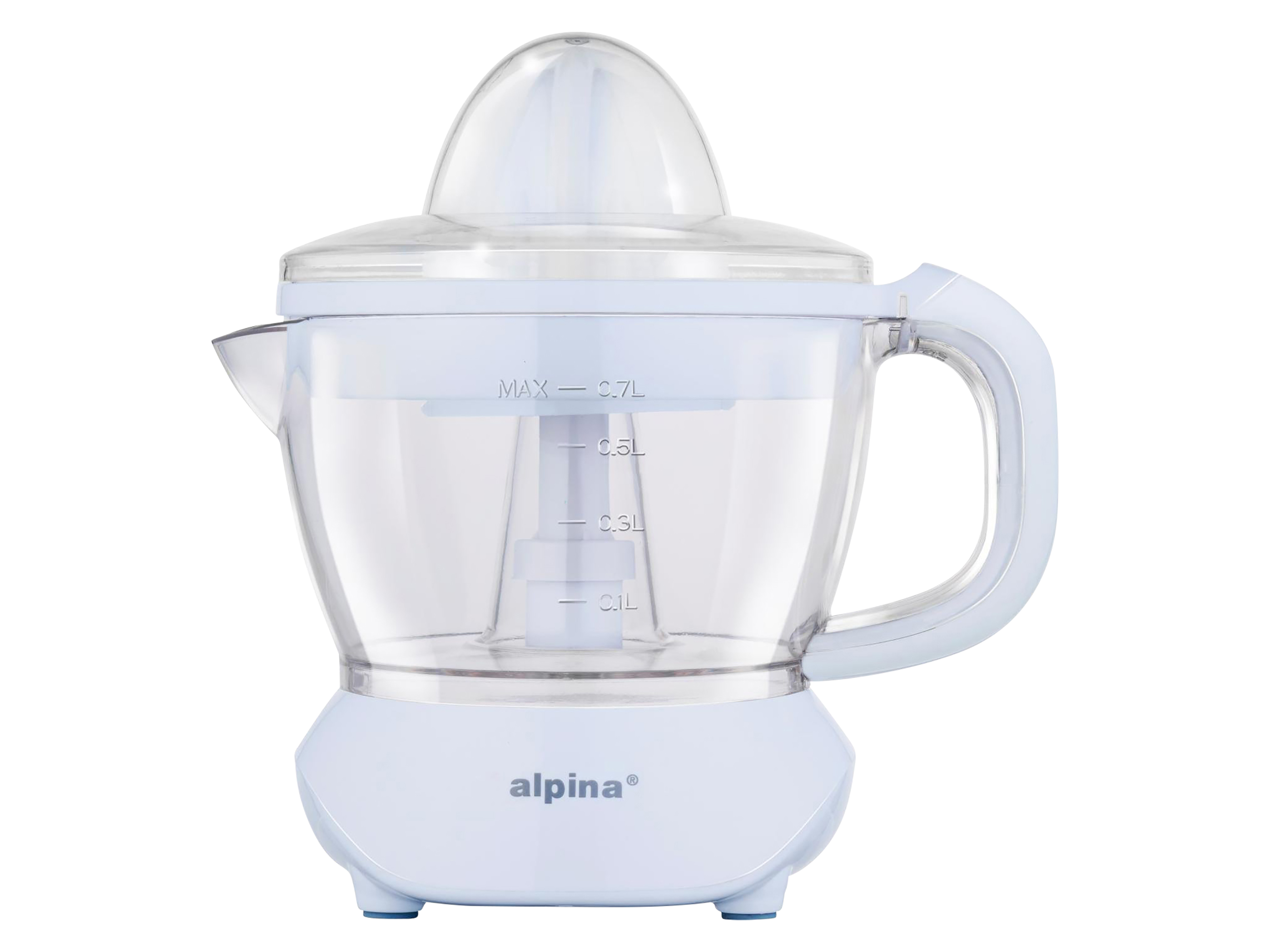 ALPINA Saftpresse, 0,7 Liter, Ziruspresse, 2 Presskegel, 25 W, weiß