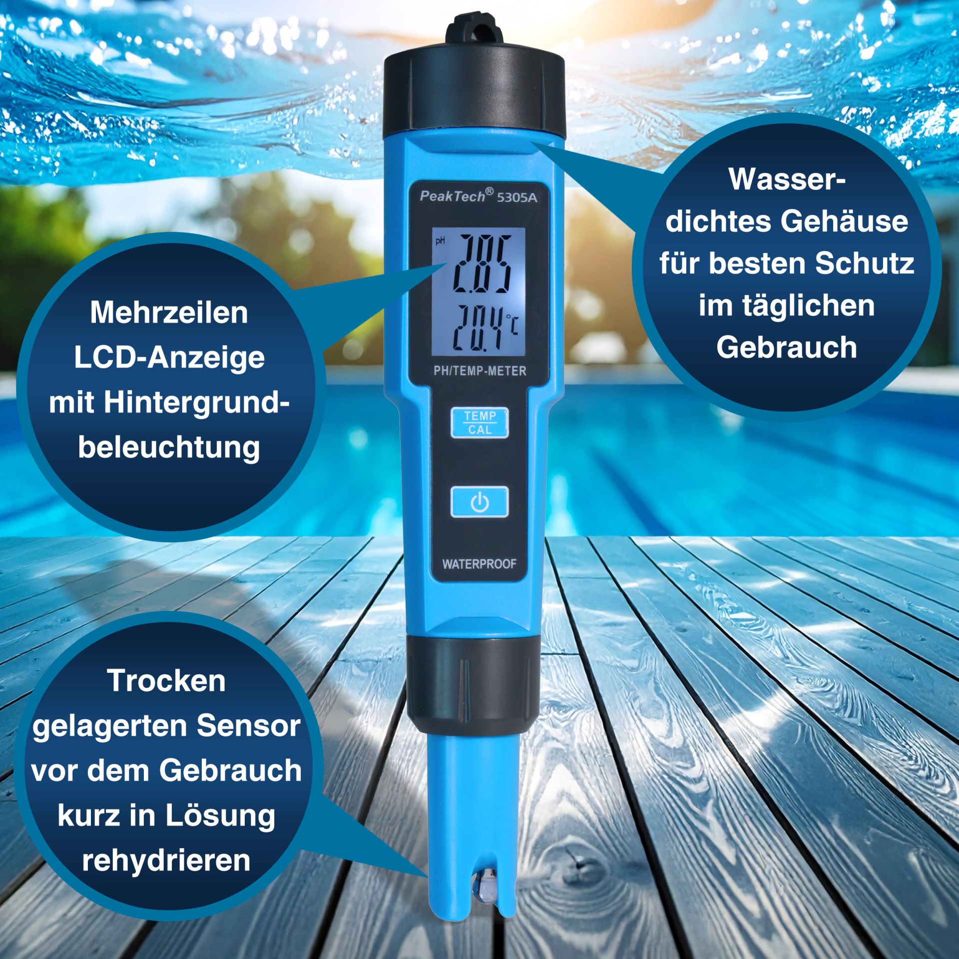 PEAKTECH PH-Messgerät in Stiftform, P 5305 A, 0... 14 PH PEAKTECH PH-Messgerät in Stiftform, P 5305 A, 0... 14 PH