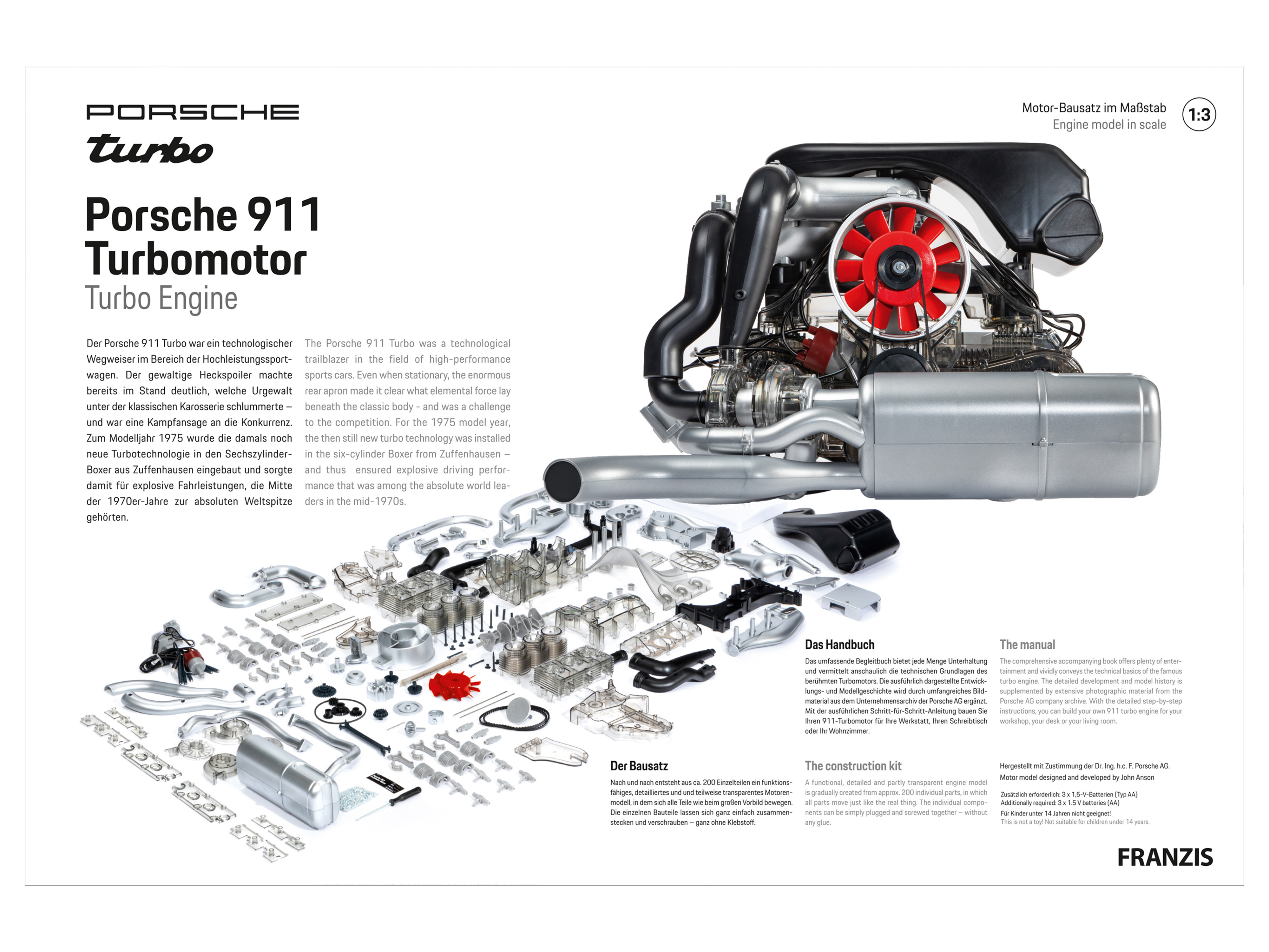 FRANZIS Porsche 911 Turbo Motorbausatz FRANZIS Porsche 911 Turbo Motorbausatz