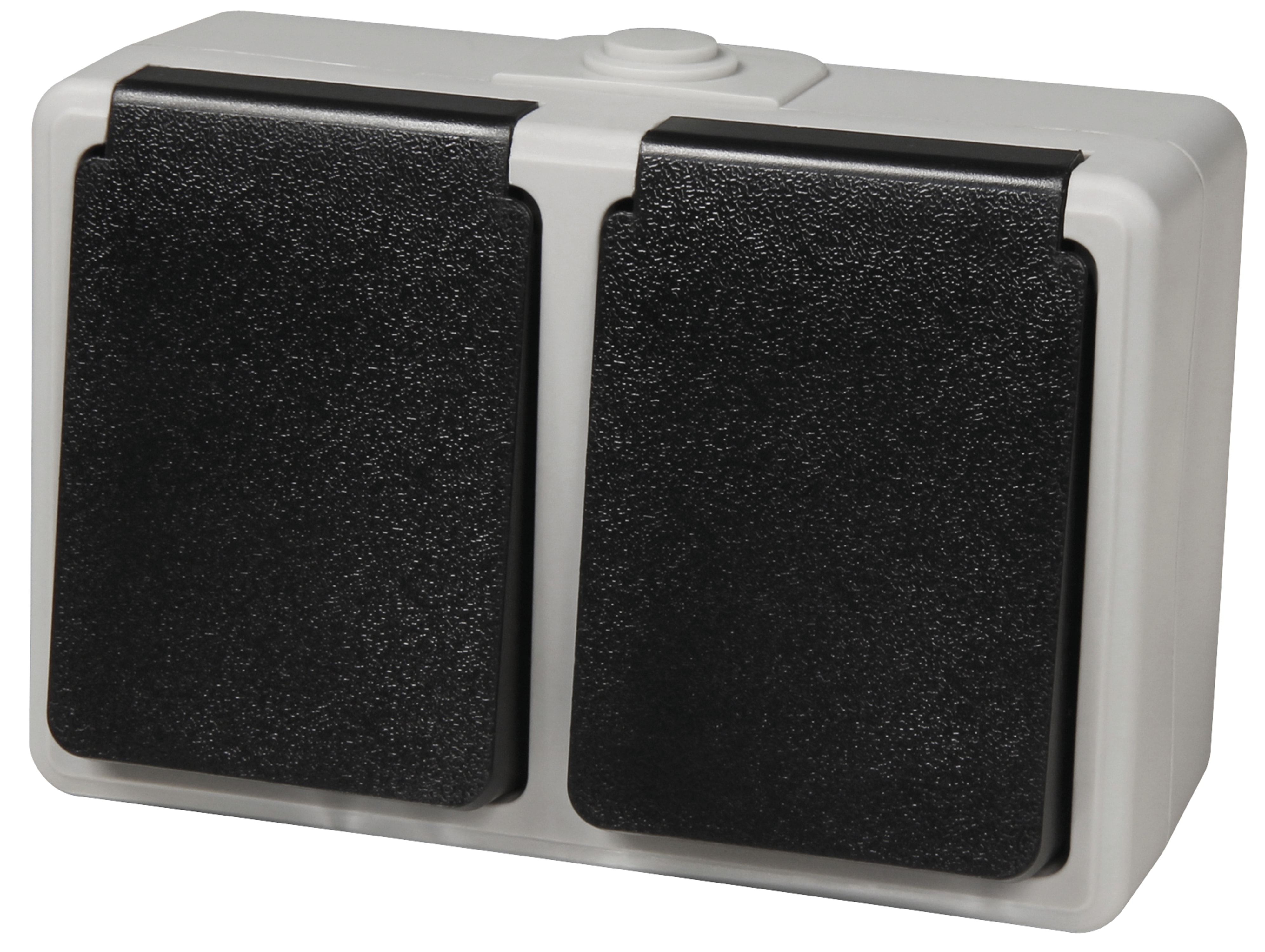 MCPOWER Feuchtraum-Doppelsteckdose Taff, 16A/250V, IP44, AP, grau
