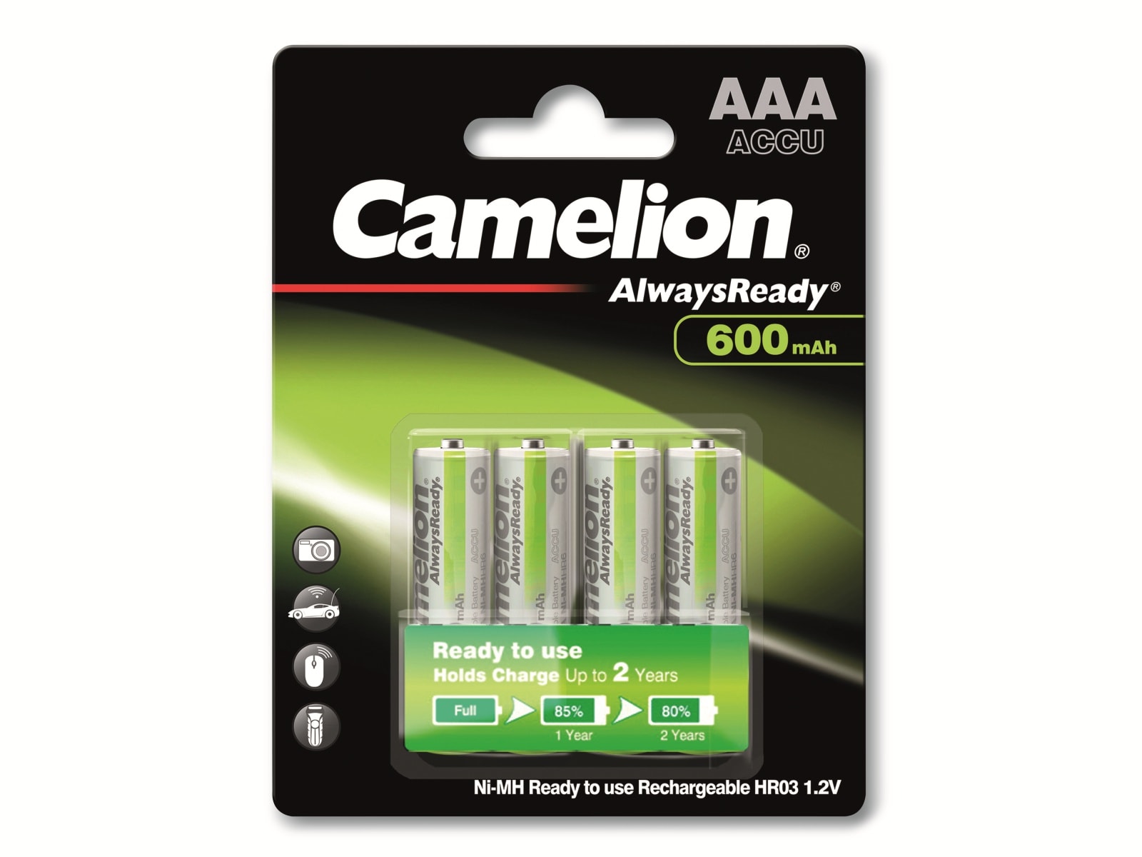 CAMELION NiMH-Micro-Akku AlwaysReady, 600 mAh, 4 Stück CAMELION NiMH-Micro-Akku AlwaysReady, 600 mAh, 4 Stück