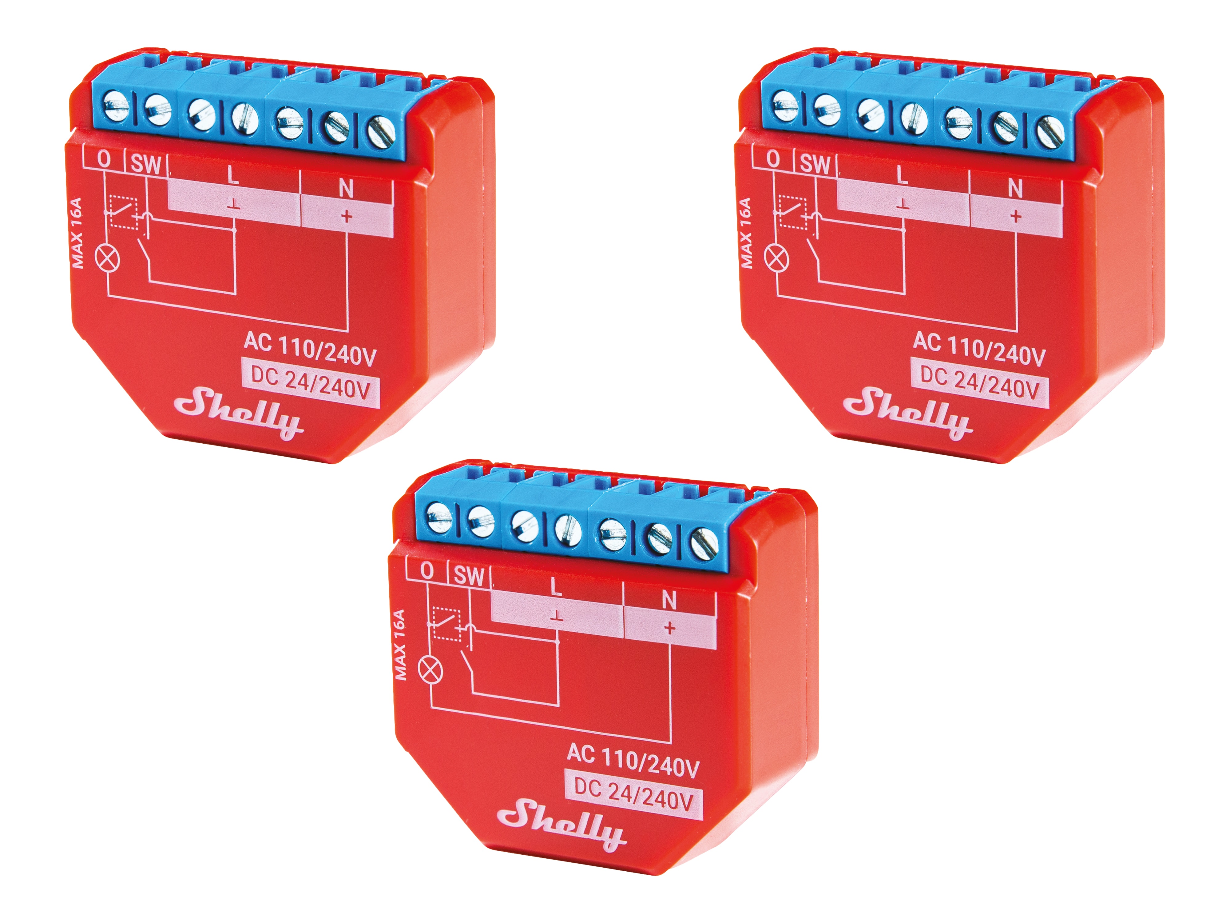 SHELLY WLAN-Schaltaktor Plus 1PM, 16 A, Bluetooth, 3 Stück SHELLY WLAN-Schaltaktor Plus 1PM, 16 A, Bluetooth, 3 Stück