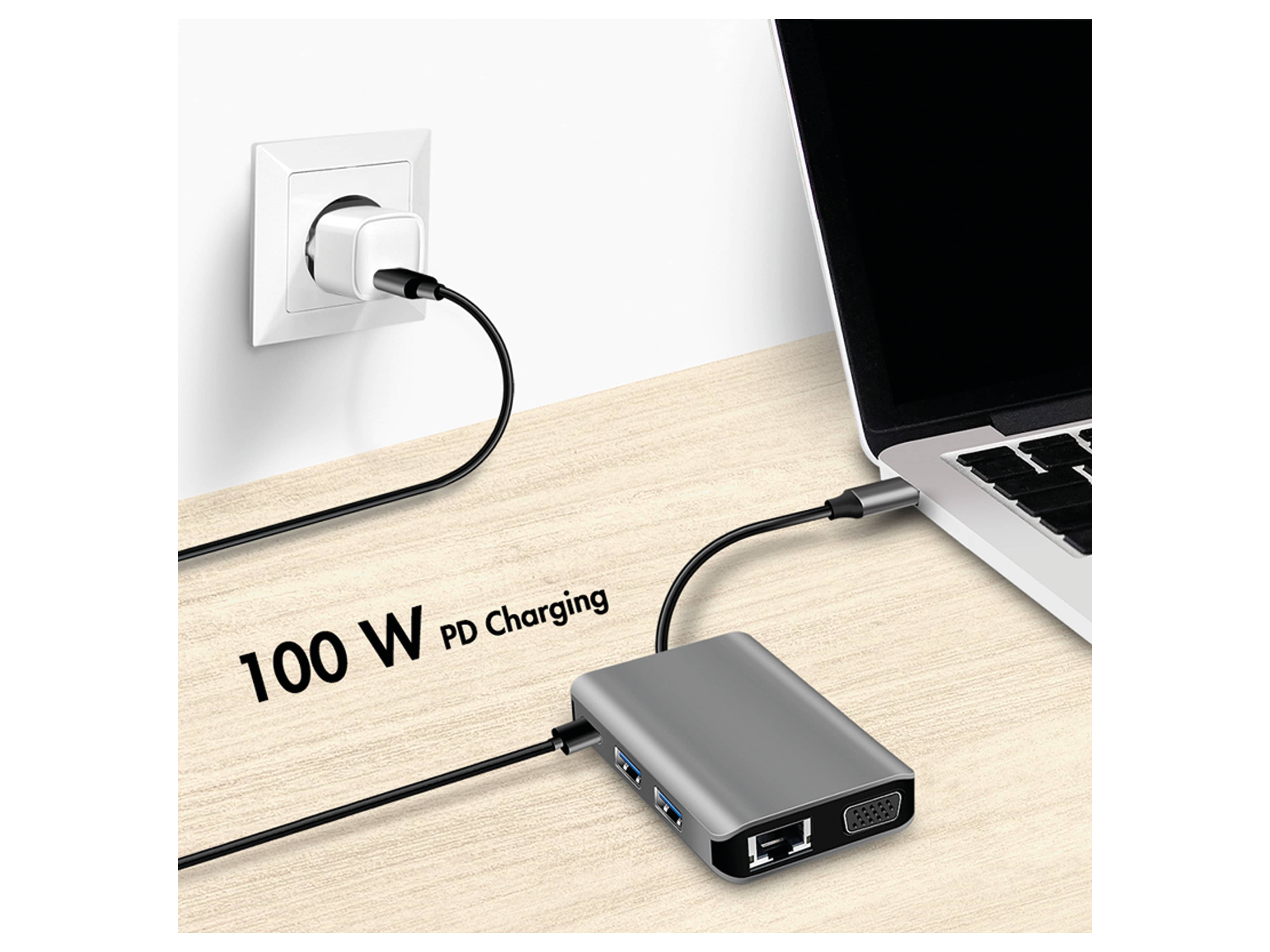 LOGILINK USB 3.2 Dockingstation UA0410, Gen1, 7-Port, USB-C PD, Anthrazit LOGILINK USB 3.2 Dockingstation UA0410, Gen1, 7-Port, USB-C PD, Anthrazit