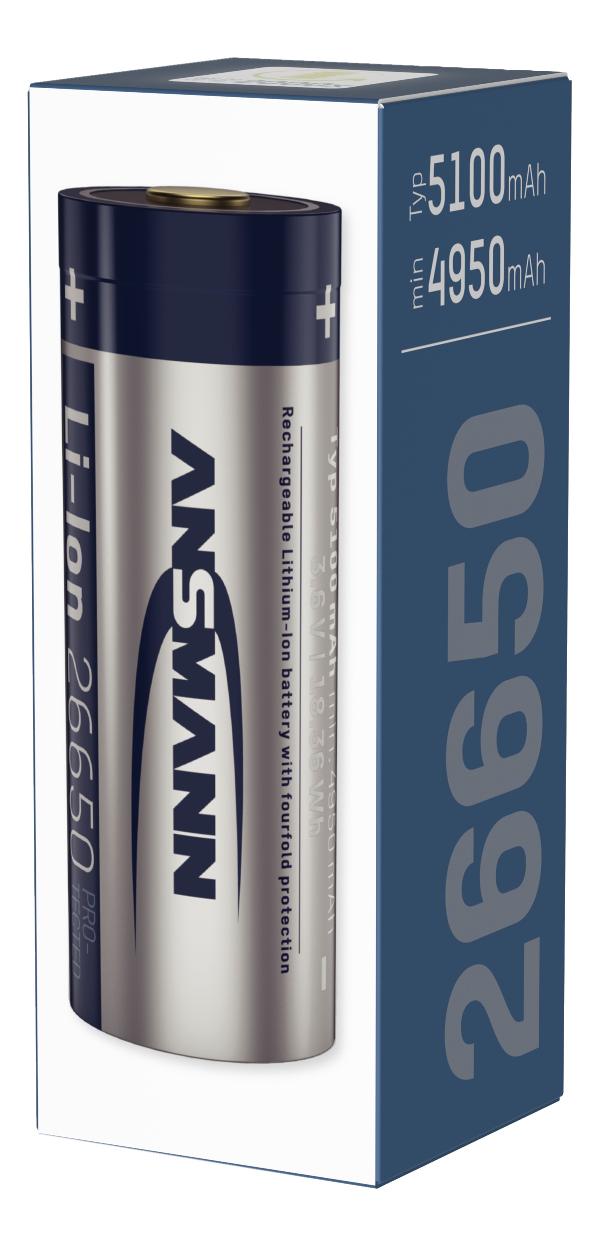 ANSMANN Li-Ion-Spezial-Akku 26650, 3,6 V, 5100mAh, mit USB-C Ladebuchse ANSMANN Li-Ion-Spezial-Akku 26650, 3,6 V, 5100mAh, mit USB-C Ladebuchse