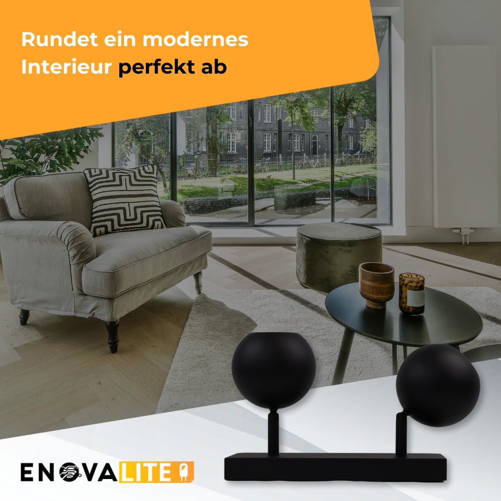 ENOVALITE Deckenleuchte GLOBE, GU10-Fassung, IP20, Ø10cm, 2 flammig, schwarz ENOVALITE Deckenleuchte GLOBE, GU10-Fassung, IP20, Ø10cm, 2 flammig, schwarz