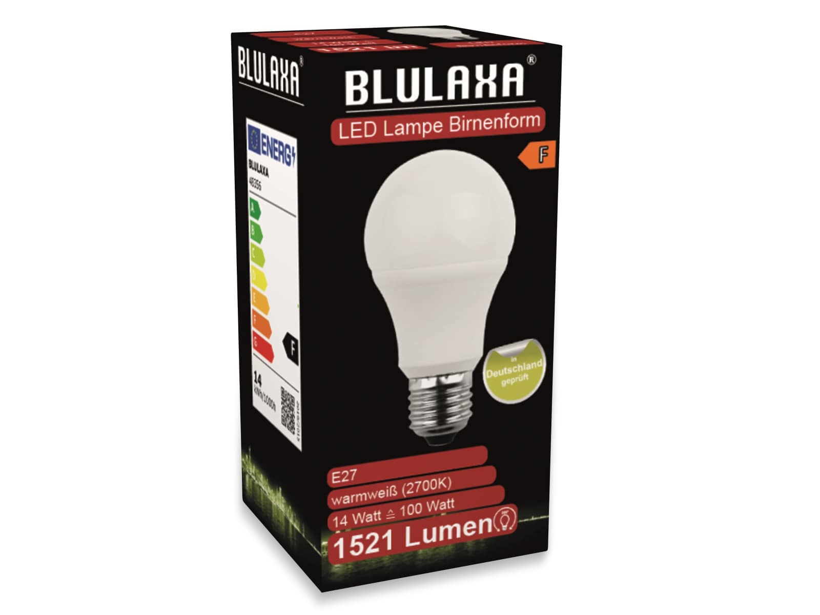 BLULAXA LED-SMD-Lampe, A60, E27, EEK: F, 14 W, 1521 lm, 2700 K BLULAXA LED-SMD-Lampe, A60, E27, EEK: F, 14 W, 1521 lm, 2700 K