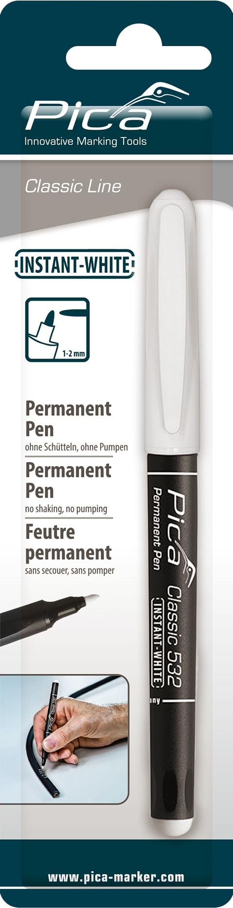 PICA Classic Permanent Pen Instant-White, 532/52/SB, weiß PICA Classic Permanent Pen Instant-White, 532/52/SB, weiß