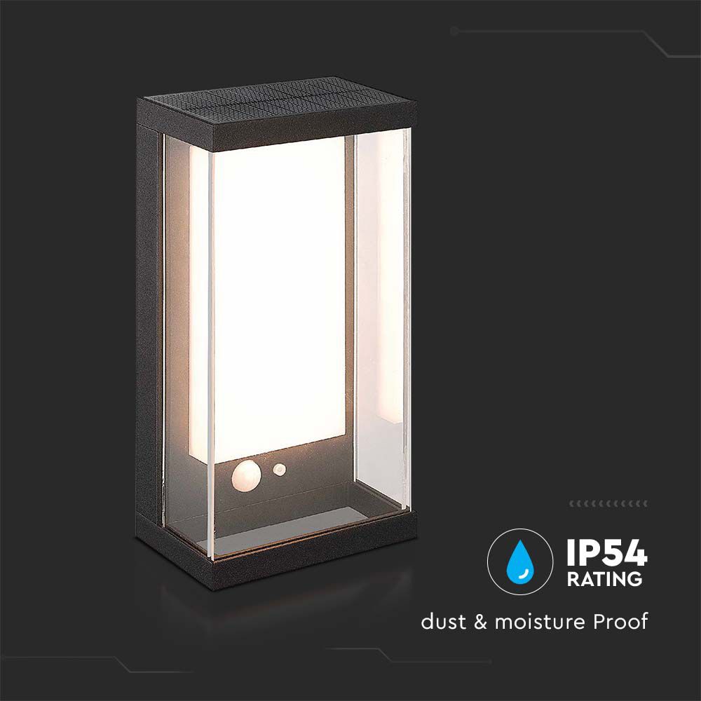 V-TAC Solar LED-Außenleuchte VT-1193, 1 W, 3000 K, mit Sensor, schwarz V-TAC Solar LED-Außenleuchte VT-1193, 1 W, 3000 K, mit Sensor, schwarz