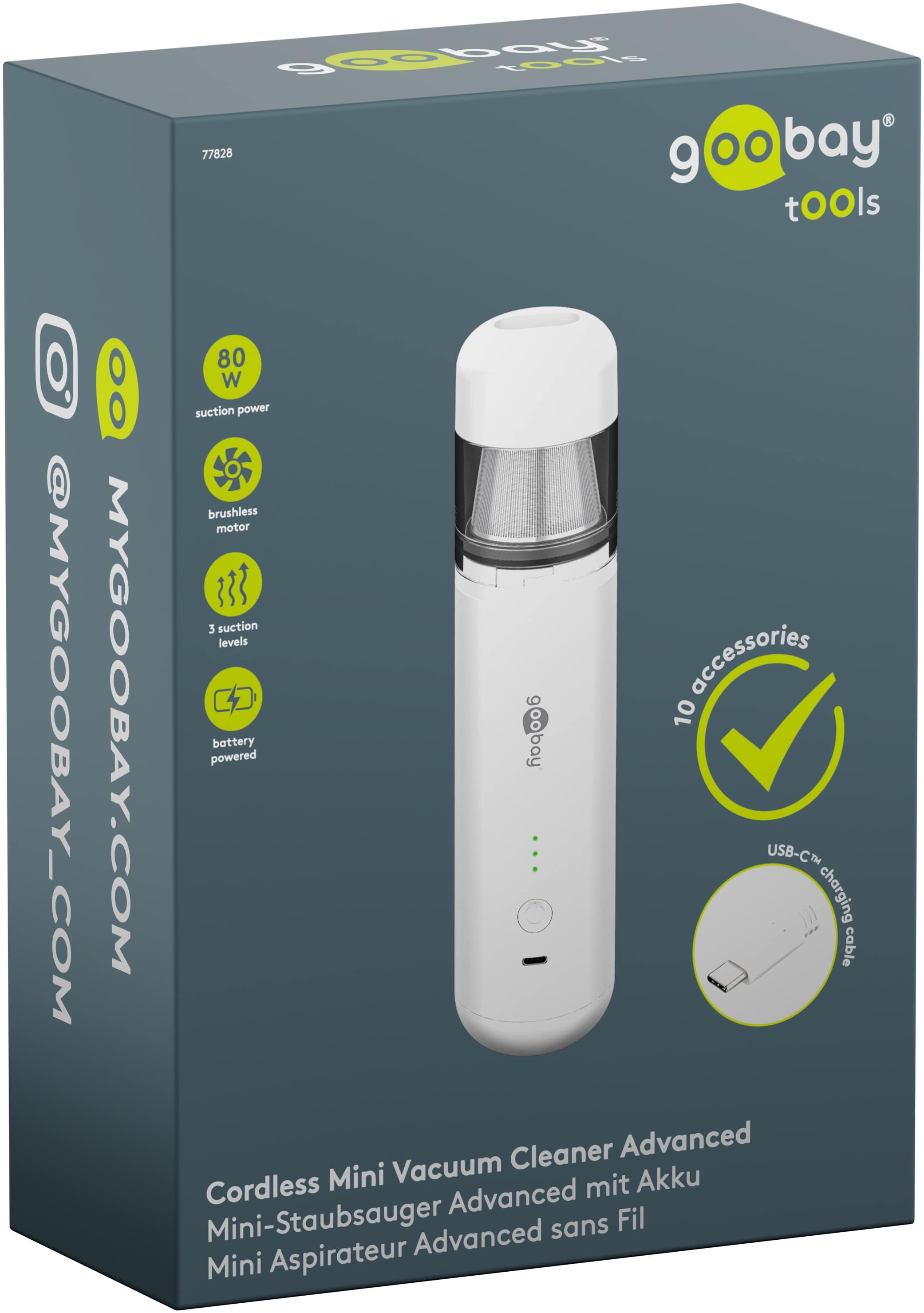 GOOBAY TOOLS Akku-Handstaubsauger, 80 W, mit 10 Aufsätzen, weiß GOOBAY TOOLS Akku-Handstaubsauger, 80 W, mit 10 Aufsätzen, weiß