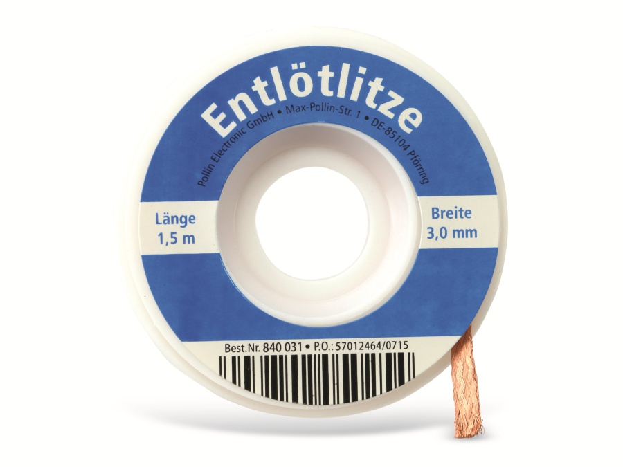 Entlötlitze, 3,0 mm, 1,5 m Entlötlitze, 3,0 mm, 1,5 m