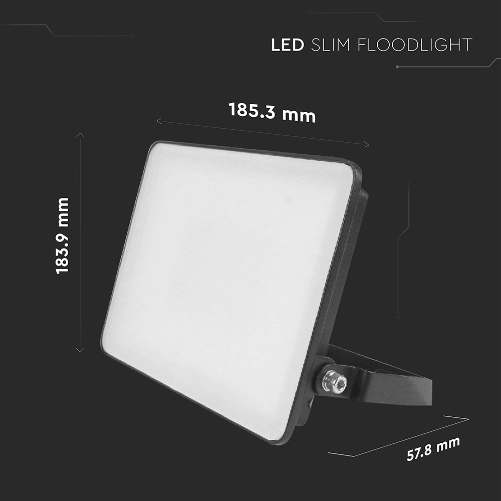 V-TAC LED-Fluter, VT-4429-FC, EEK: E, 30 W, 3600 lm, 6500 K, IP65, kaltweiß