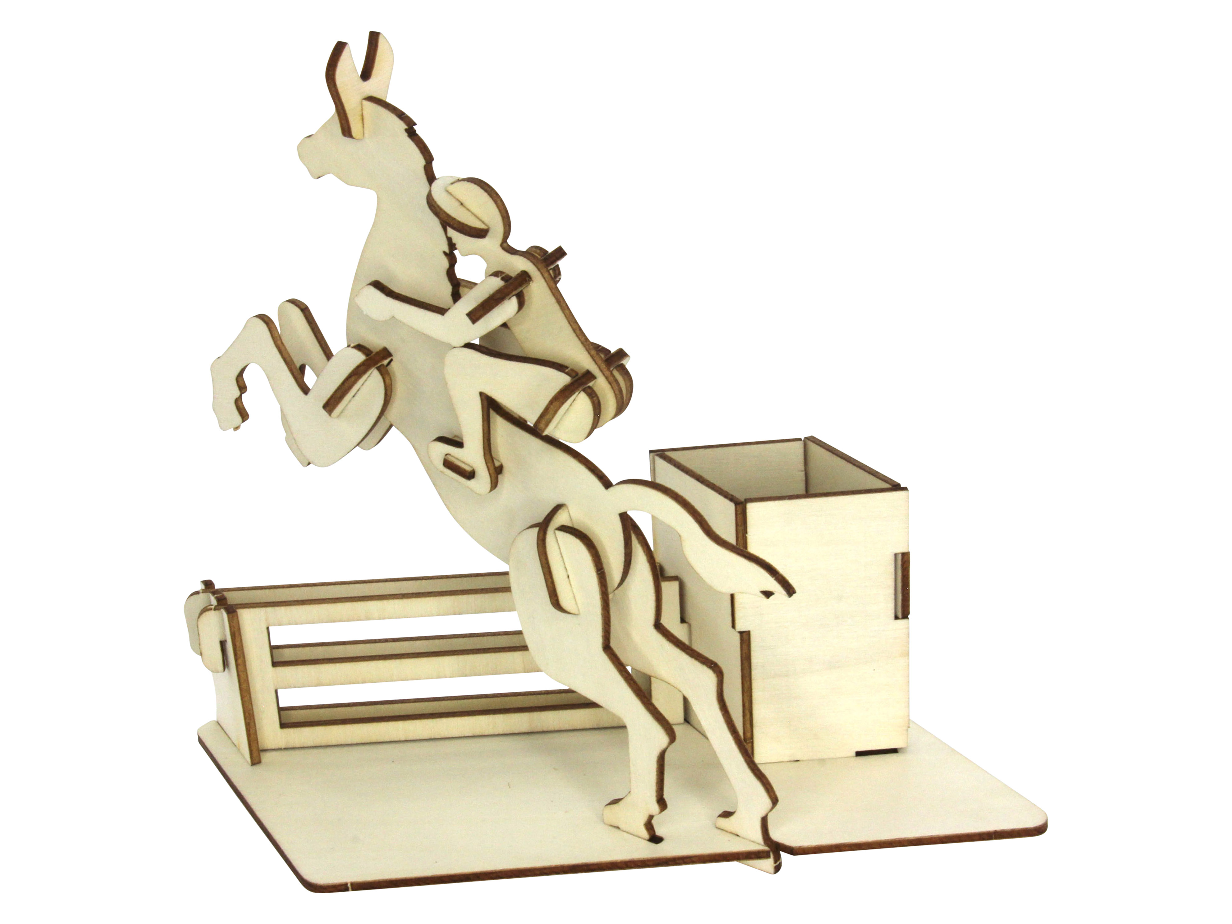 SOL-EXPERT 3D Holz Puzzle Springreiter mit Stiftebox SOL-EXPERT 3D Holz Puzzle Springreiter mit Stiftebox