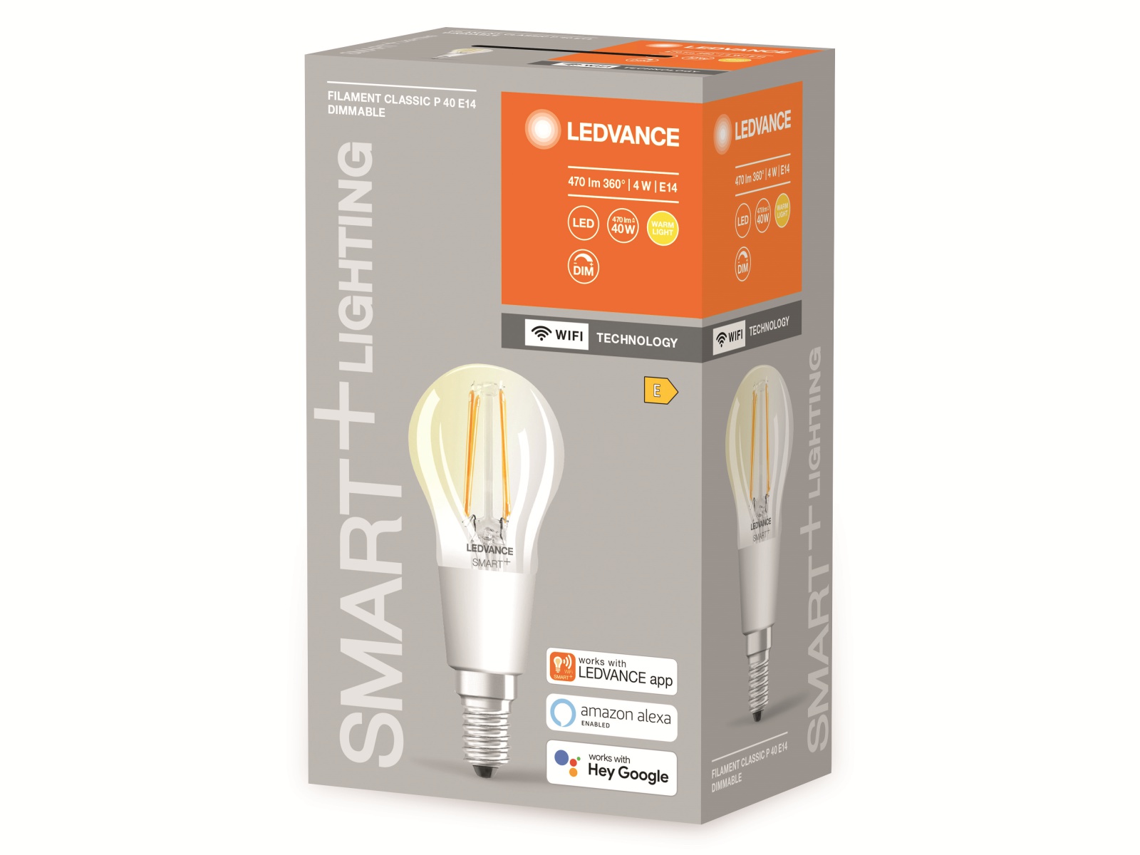 LEDVANCE LED-Filament-Lampe, CLP40D, E14, EEK: E, 4W, 470lm, 2700K, WiFi LEDVANCE LED-Filament-Lampe, CLP40D, E14, EEK: E, 4W, 470lm, 2700K, WiFi
