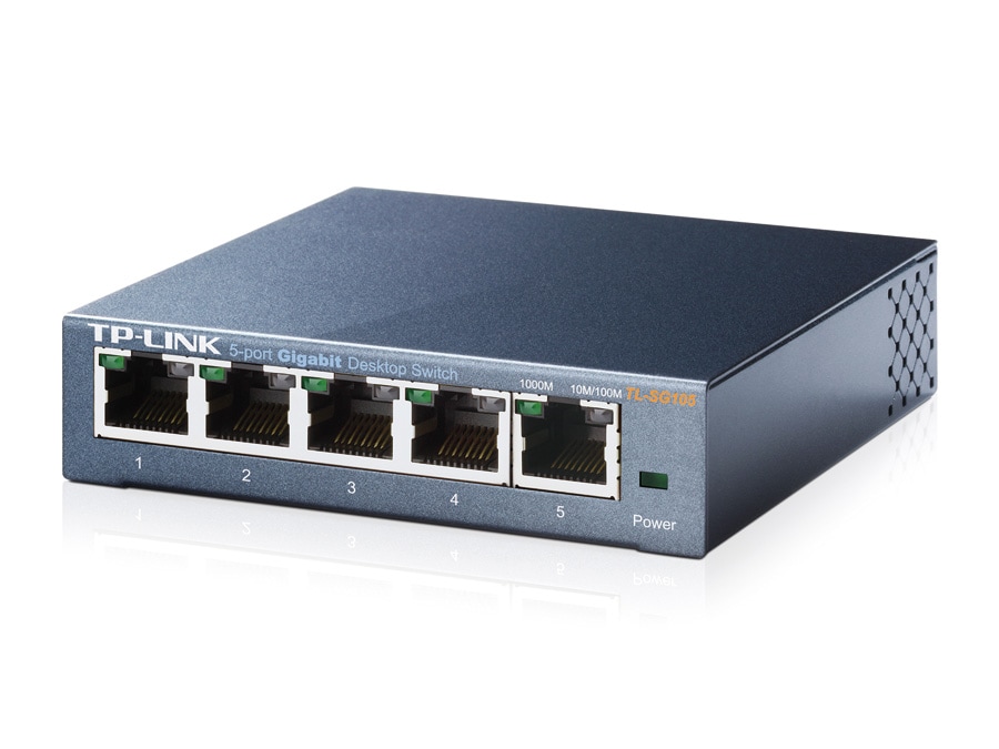 TP-LINK Gigabit Netzwerk Switch TL-SG105, 5-Port, bis 1000 Mbit/S, Metall TP-LINK Gigabit Netzwerk Switch TL-SG105, 5-Port, bis 1000 Mbit/S, Metall