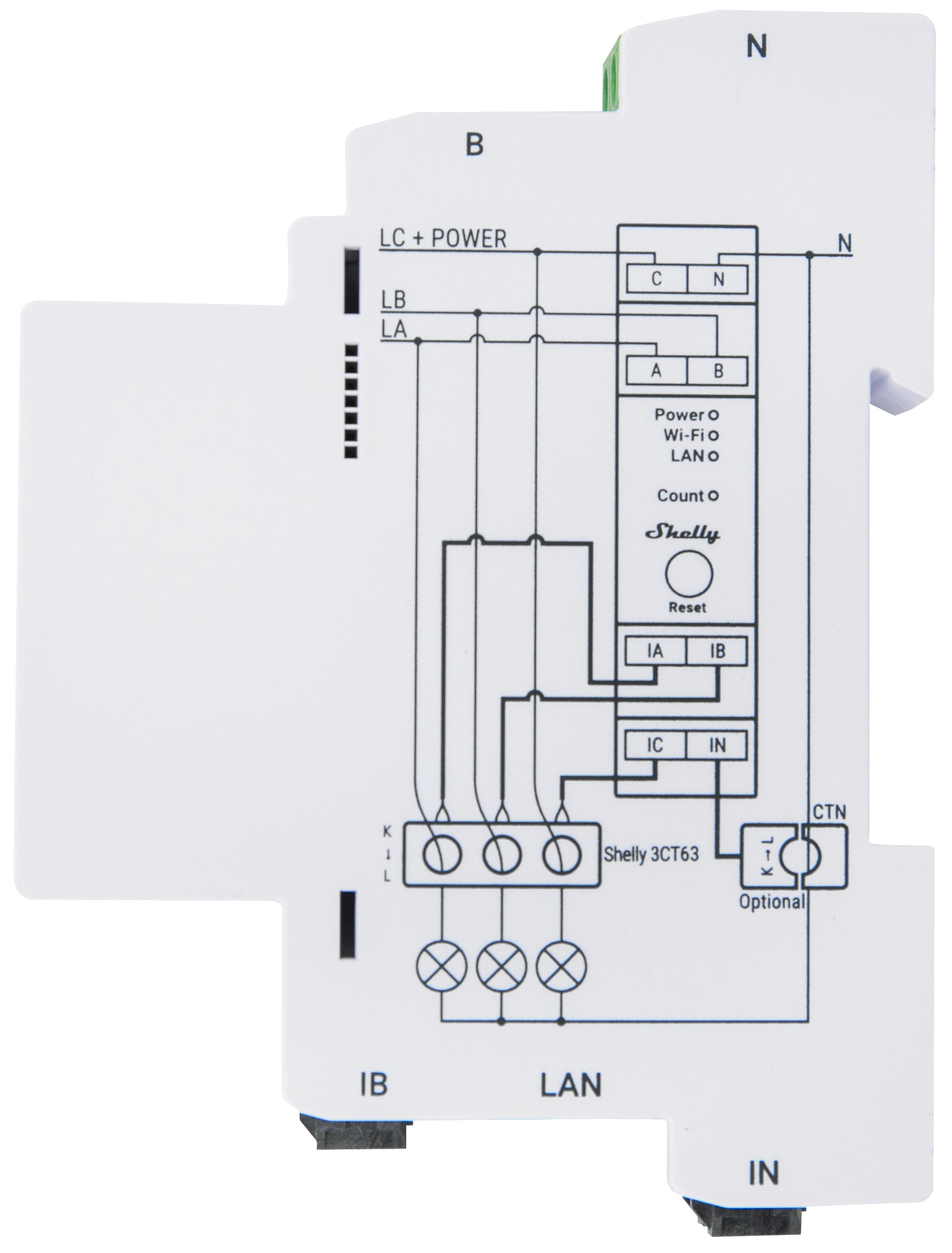 SHELLY Energiezähler Pro 3EM-3CT63, Wlan, BT, LAN SHELLY Energiezähler Pro 3EM-3CT63, Wlan, BT, LAN