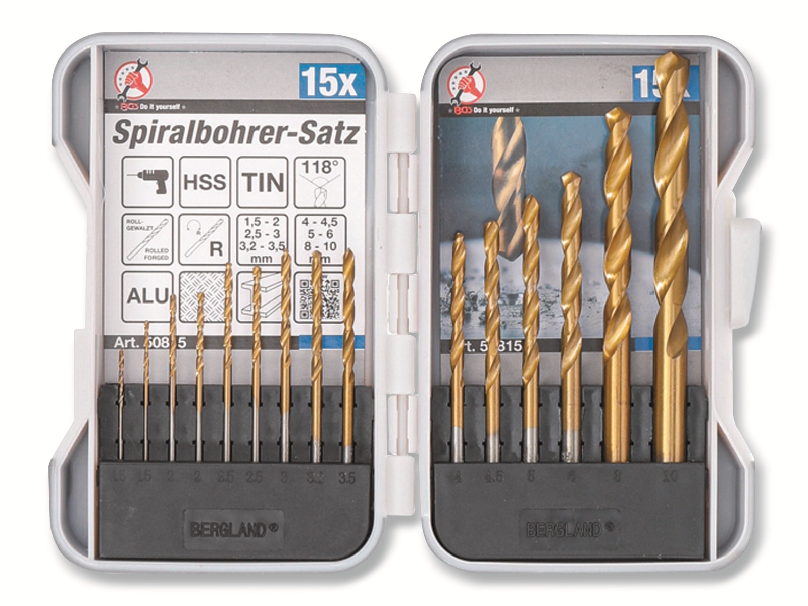 BGS TECHNIC HSS-Spiralbohrer-Satz 50815, 1,5...10 mm, titan-nitriert, 15-teilig BGS TECHNIC HSS-Spiralbohrer-Satz 50815, 1,5...10 mm, titan-nitriert, 15-teilig