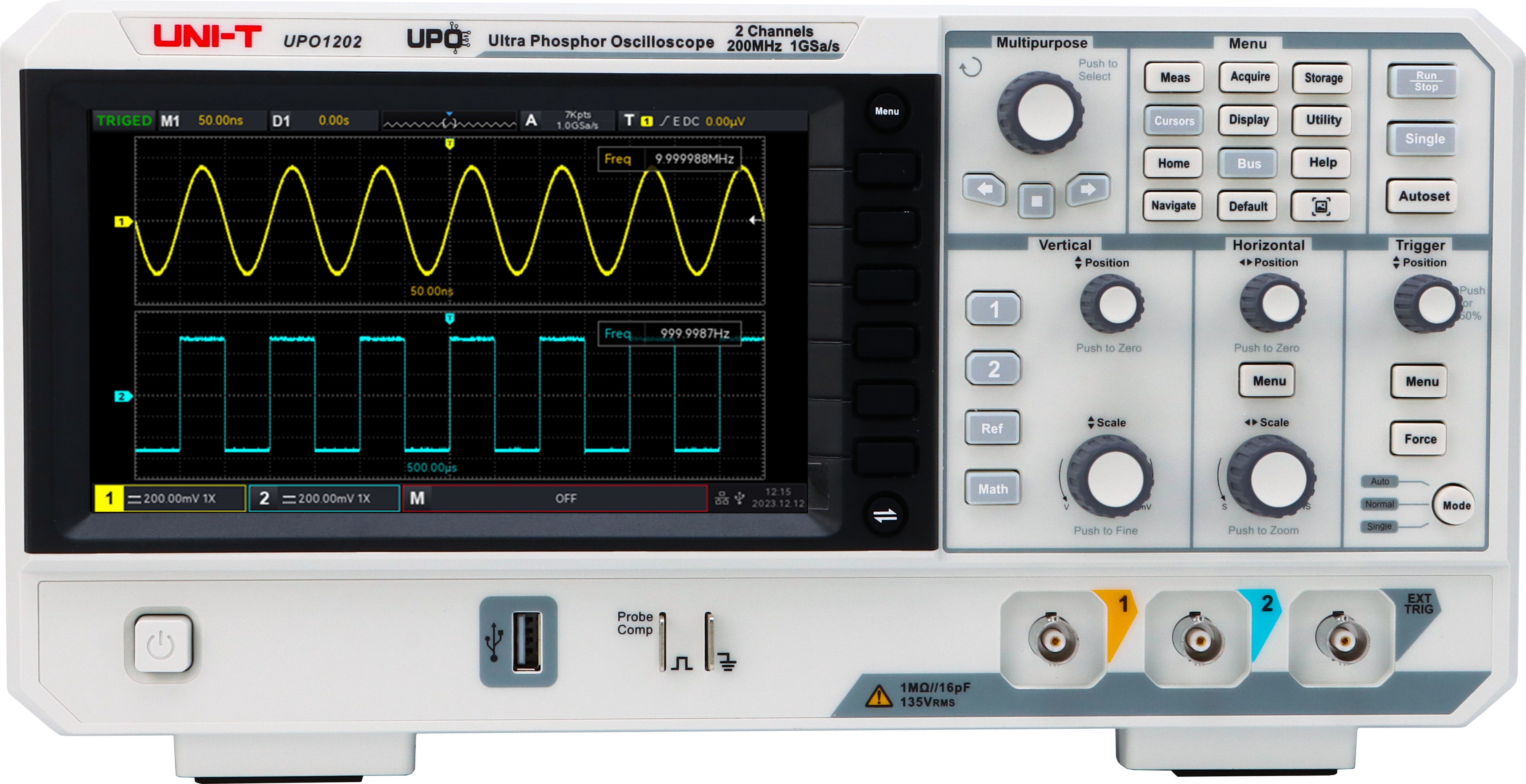 UNI-T Oszilloskop UPO1202, 2 Kanal, 200 MHz UNI-T Oszilloskop UPO1202, 2 Kanal, 200 MHz