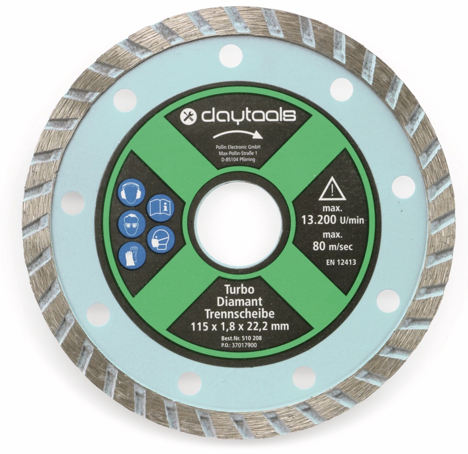 DAYTOOLS Diamant-Trennscheibe mit Turborand, 115 mm DAYTOOLS Diamant-Trennscheibe mit Turborand, 115 mm