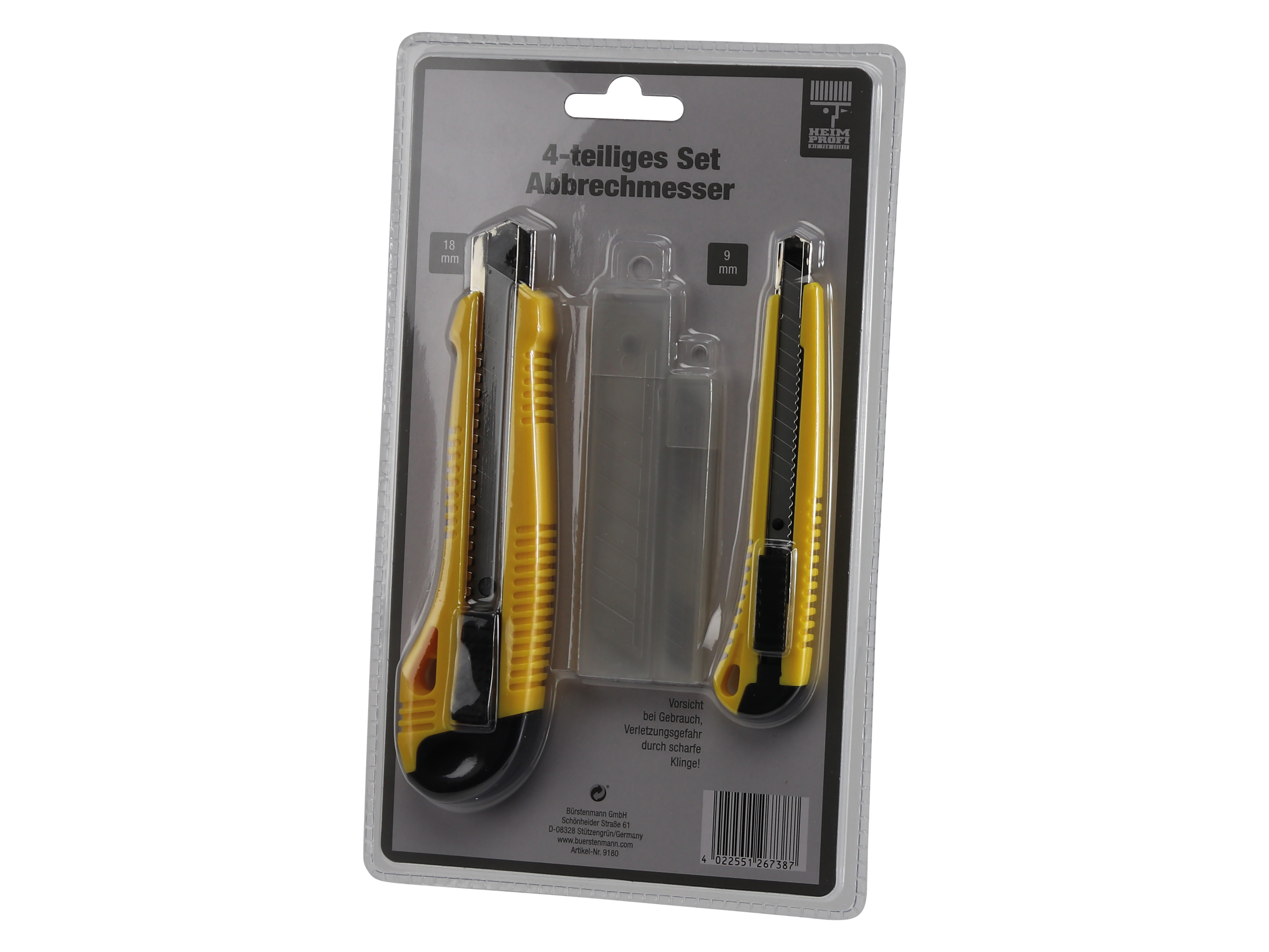 Cuttermesser Set, 9 mm, 18 mm, Inklusive Ersatzklingen, 2 Stück Cuttermesser Set, 9 mm, 18 mm, Inklusive Ersatzklingen, 2 Stück