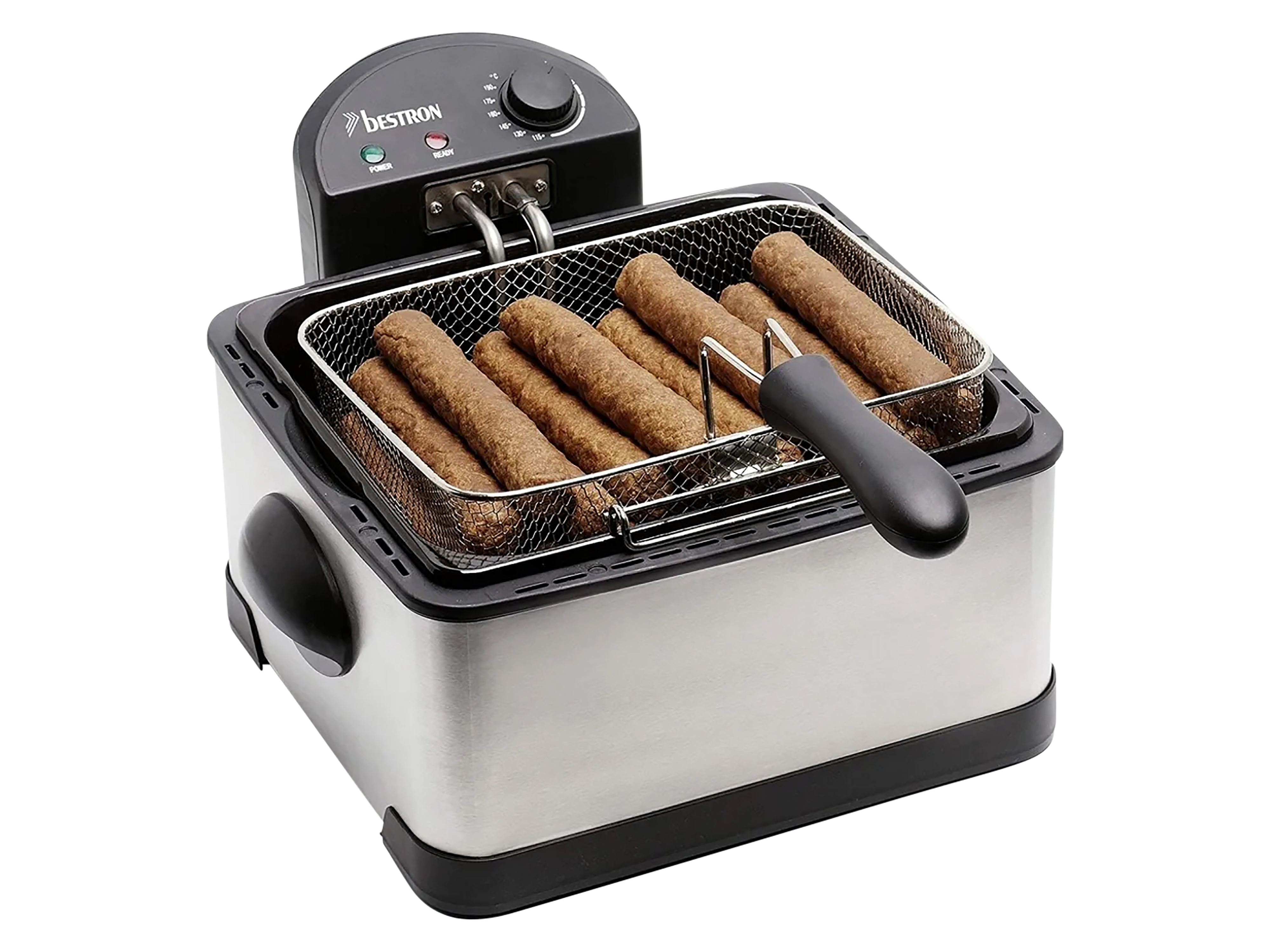 BESTRON Öl-Fritteuse XL DF402, 4,5 L, Cool Zone, 3 Körbe, 2000W, silber BESTRON Öl-Fritteuse XL DF402, 4,5 L, Cool Zone, 3 Körbe, 2000W, silber