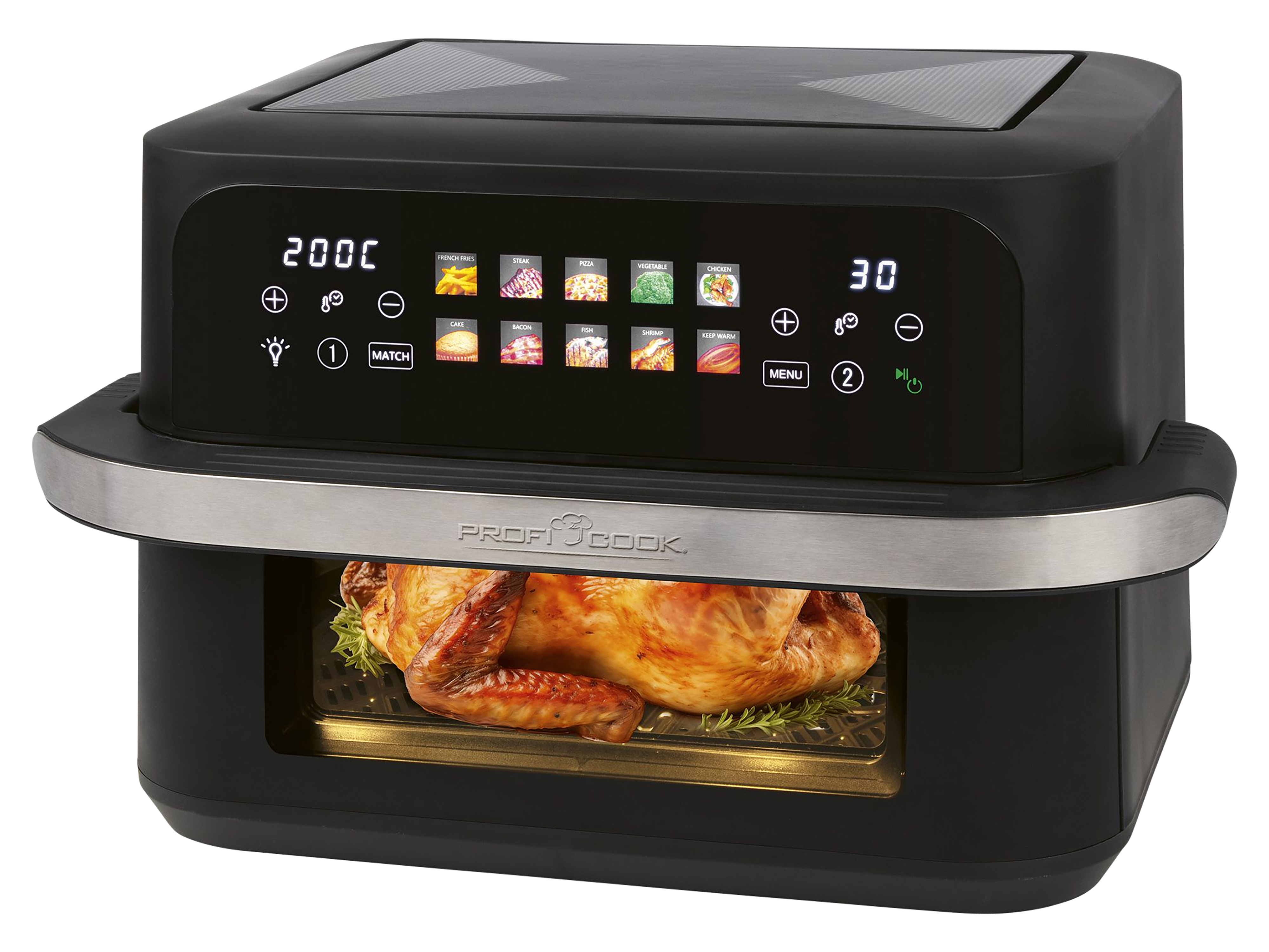PROFICOOK Heißluftfritteuse XXL PC-FR 1313 H, 10L, 2 Kammern, 2400W