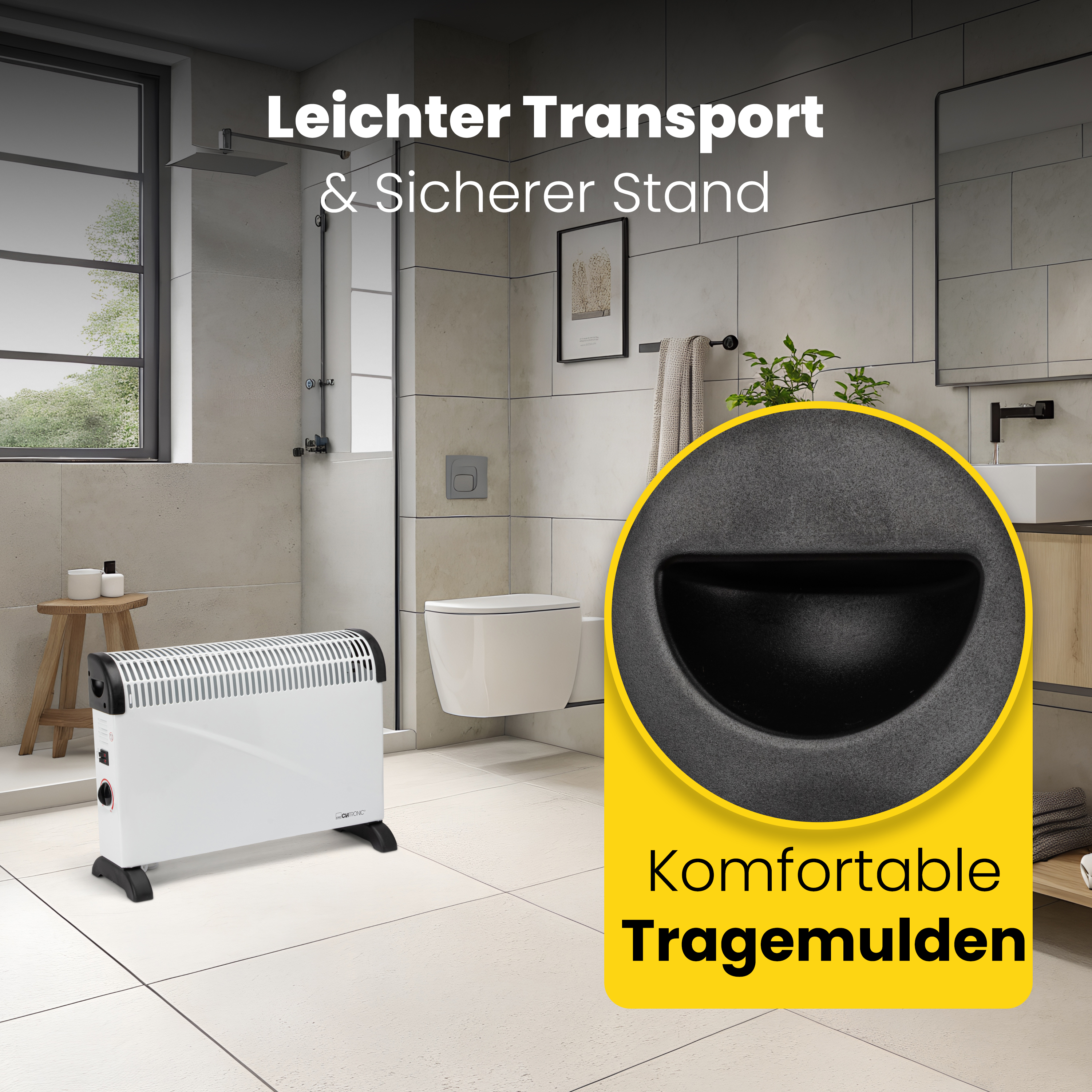 CLATRONIC Konvektor-Heizung KH 3077 N, 3 Heizstufen, weiß, max. 2000 Watt