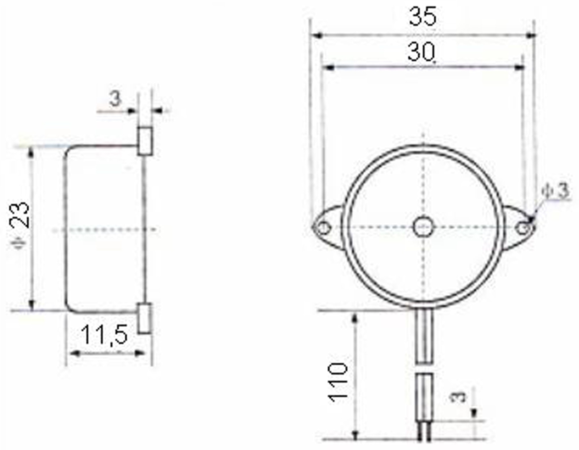 Piezo-Schallwandler, Summer 3..24V, 90 dB Piezo-Schallwandler, Summer 3..24V, 90 dB