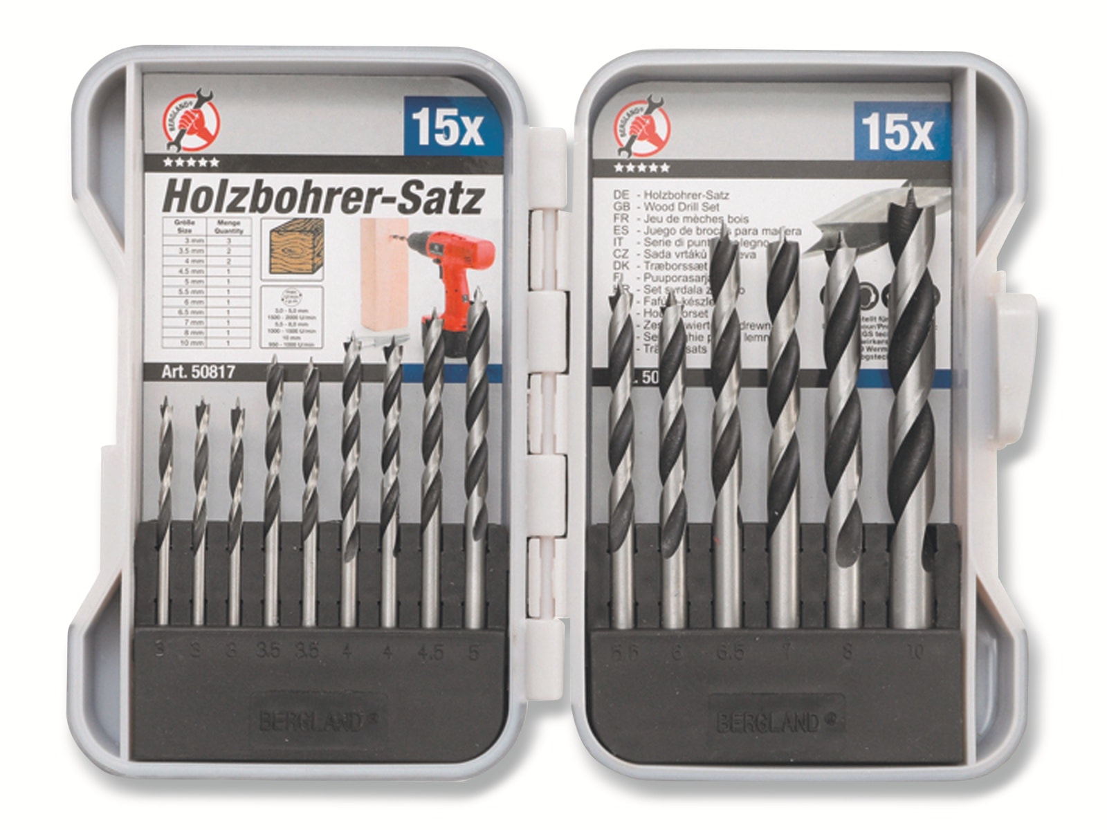 BGS TECHNIC Holz-Bohrer-Satz 50817, 3...10 mm, 15-teilig BGS TECHNIC Holz-Bohrer-Satz 50817, 3...10 mm, 15-teilig