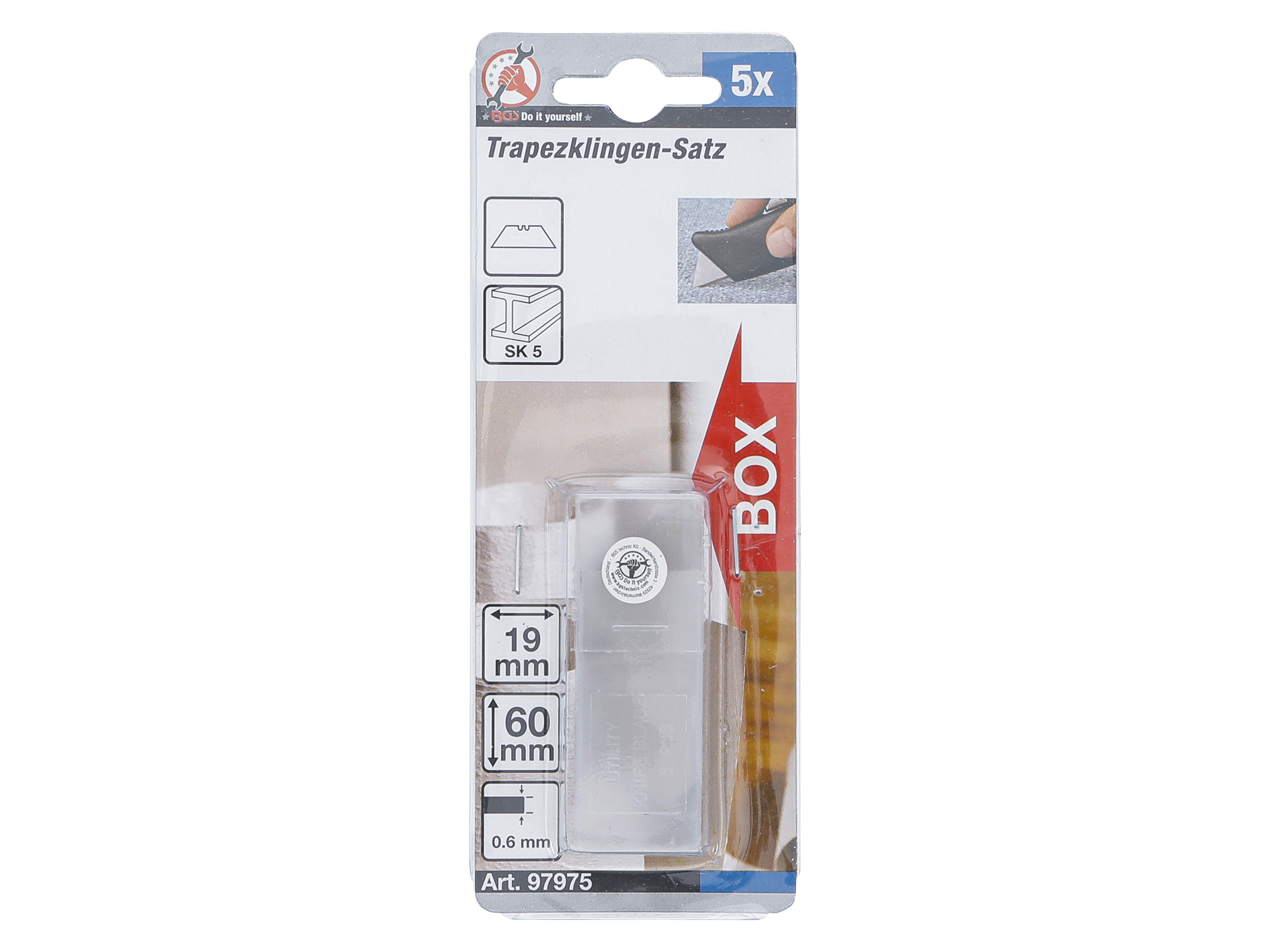 BGS TECHNIC Trapezklingen-Satz, 97975, 0,6x19 mm, 5-teilig BGS TECHNIC Trapezklingen-Satz, 97975, 0,6x19 mm, 5-teilig