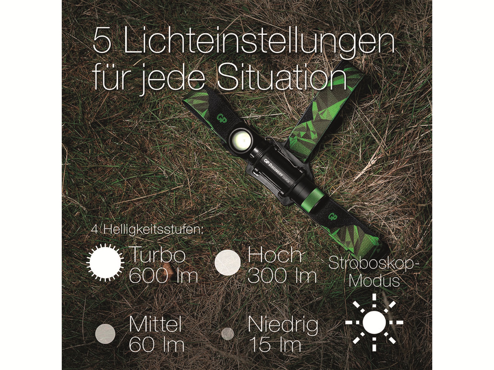 GP LED-Stirnlampe Discovery CH35, 600 lm, inkl. Li-Ion Akku 18650 GP LED-Stirnlampe Discovery CH35, 600 lm, inkl. Li-Ion Akku 18650