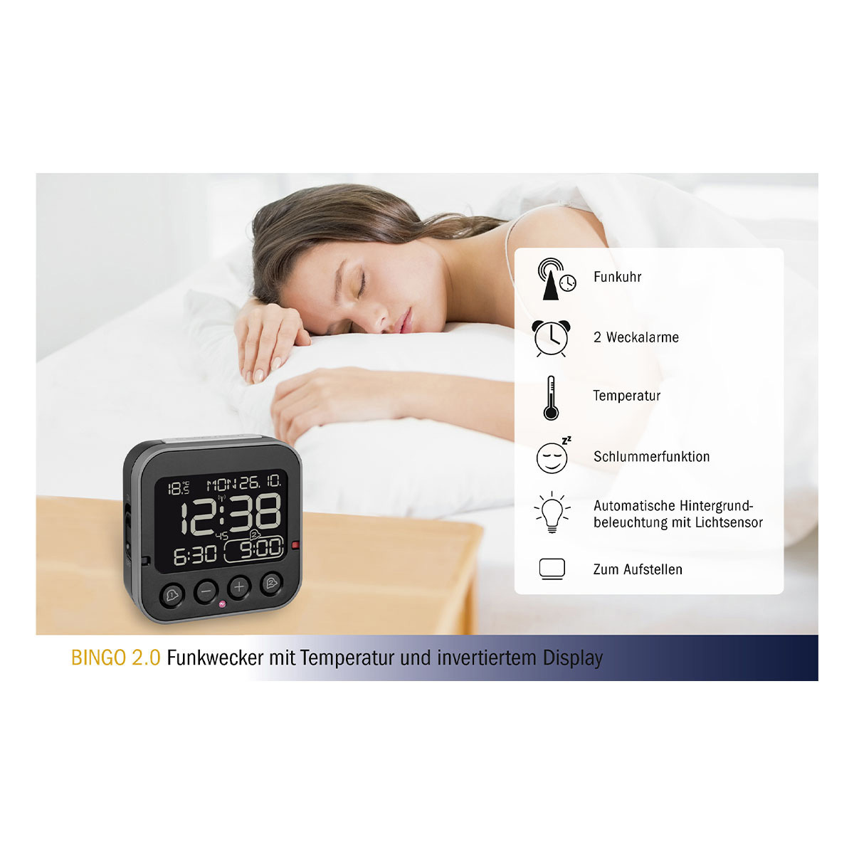 TFA Digitaler Funkwecker 60.2552.01, mit Temperatur BINGO 2.0 TFA Digitaler Funkwecker 60.2552.01, mit Temperatur BINGO 2.0
