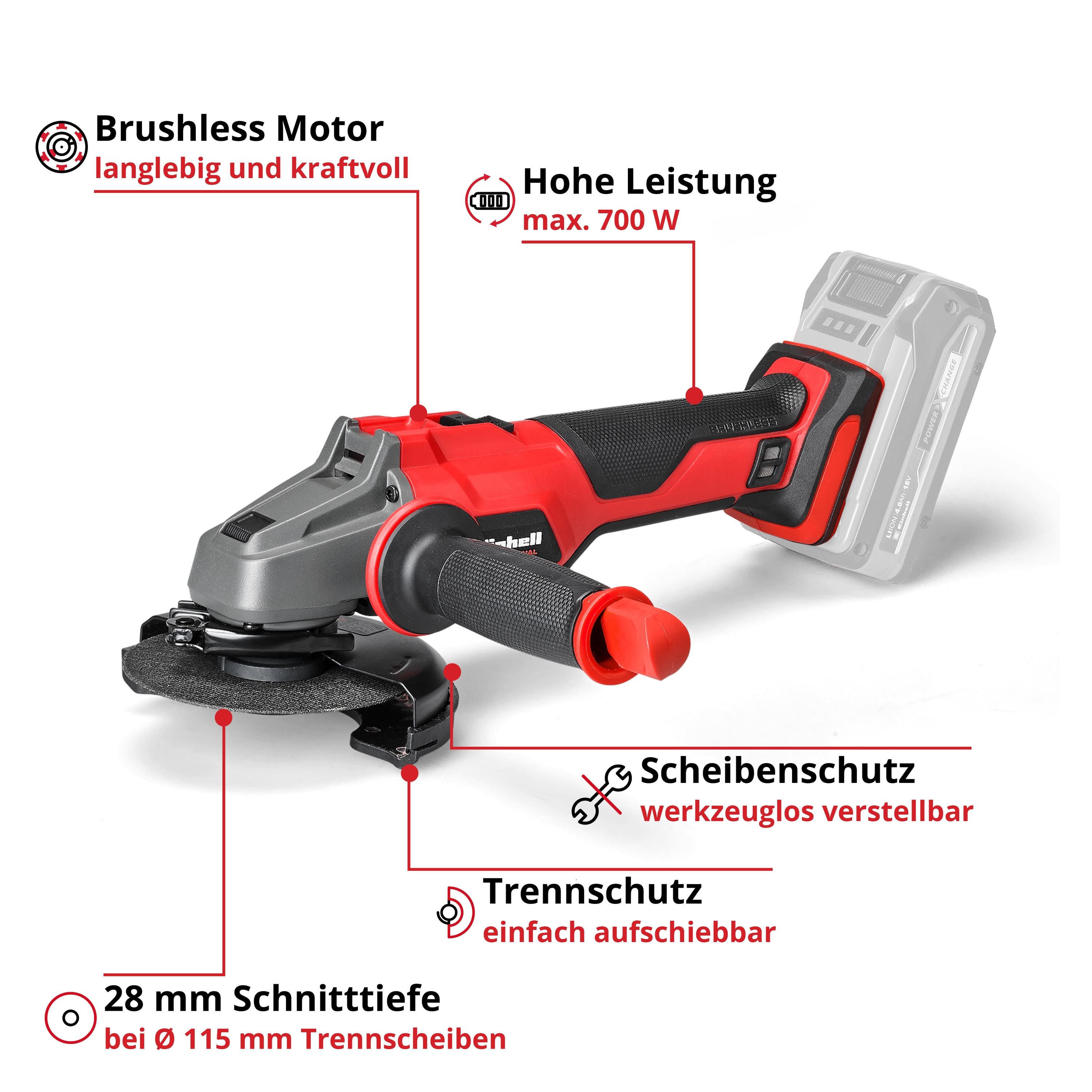 EINHELL PROFESSIONAL Akku-Winkelschleifer AXXIO 18/115, 4431154, Solo EINHELL PROFESSIONAL Akku-Winkelschleifer AXXIO 18/115, 4431154, Solo