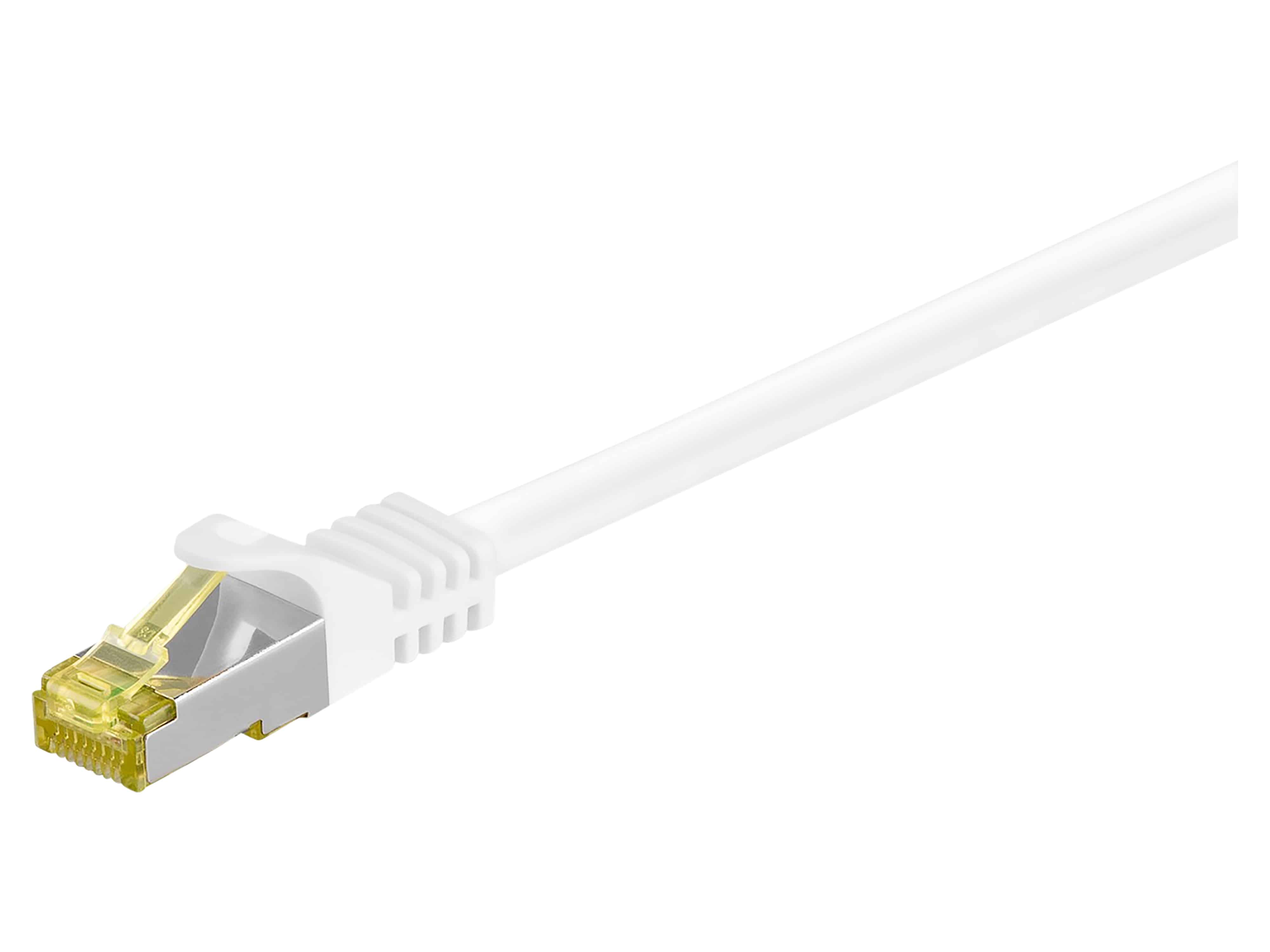 GOOBAY RJ45 Patchkabel S/FTP (PIMF), m. CAT.7 Rohkabel, weiß, 0,25 m
