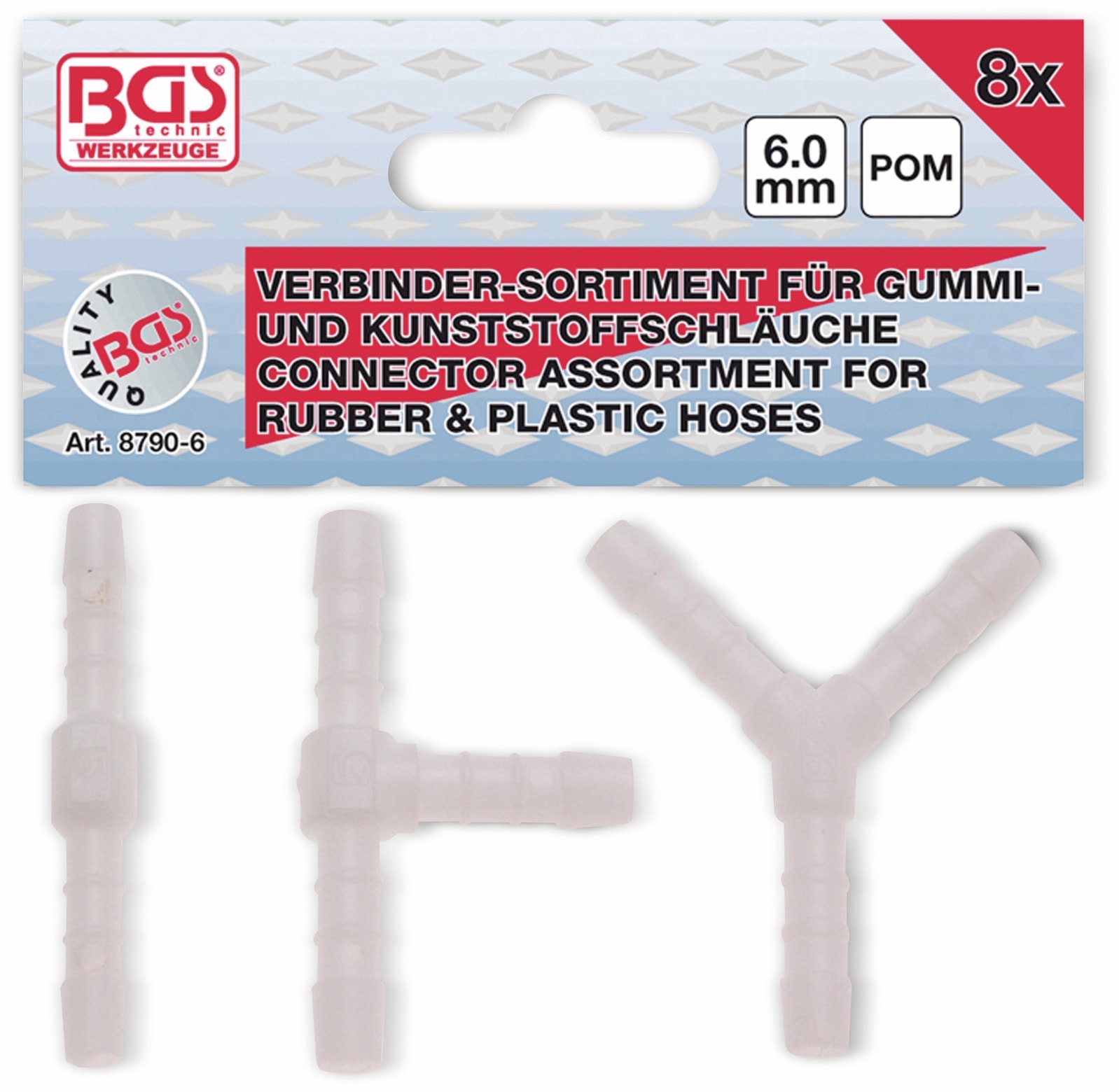 BGS TECHNIC Schlauch-Verbinder-Sortiment 6 mm, 8-teilig BGS TECHNIC Schlauch-Verbinder-Sortiment 6 mm, 8-teilig