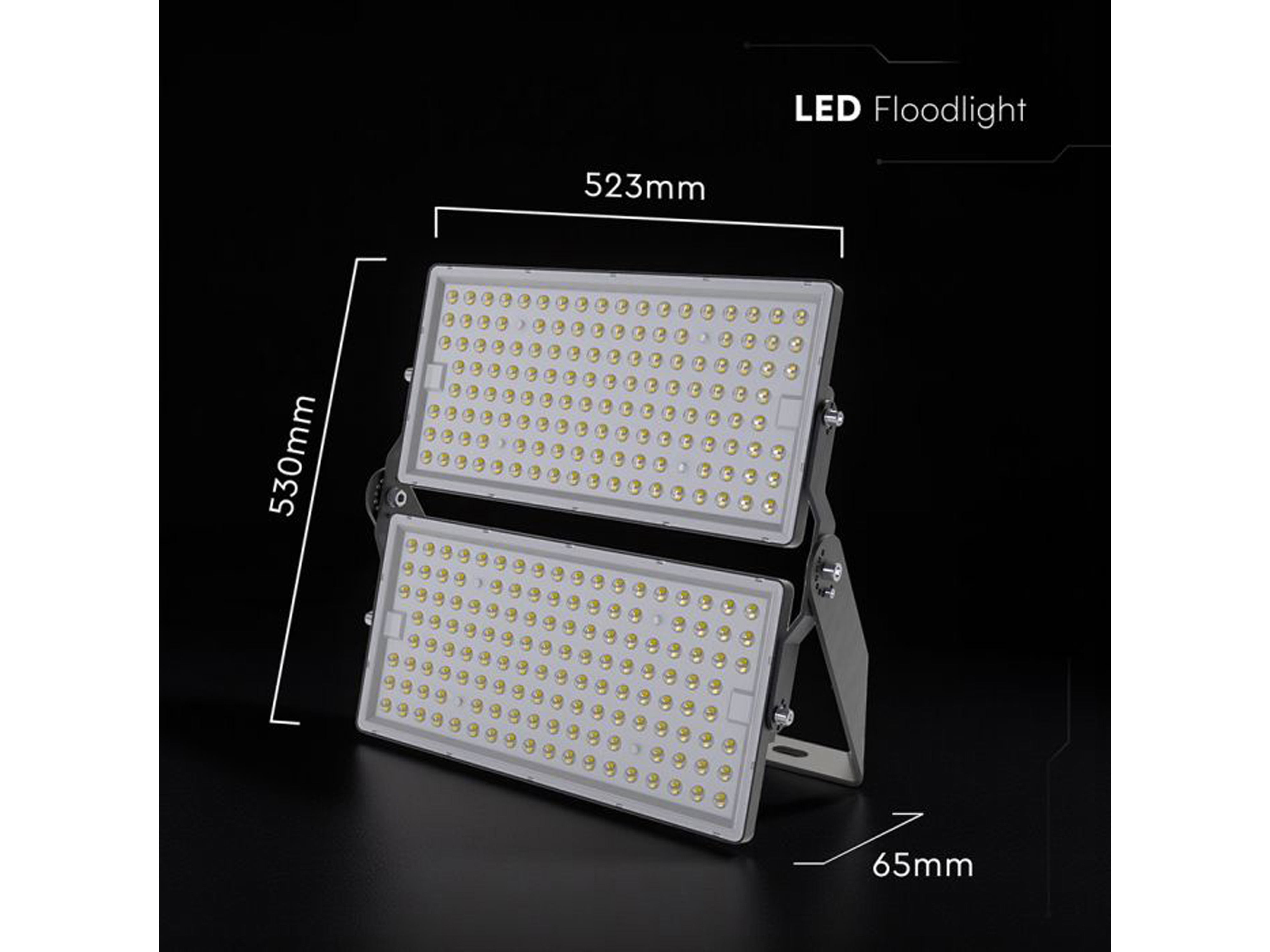 V-TAC LED-Fluter VT-48500, 500W, 6500K, EEK: D, 67500lm, kaltweiß, IP65, schwarz