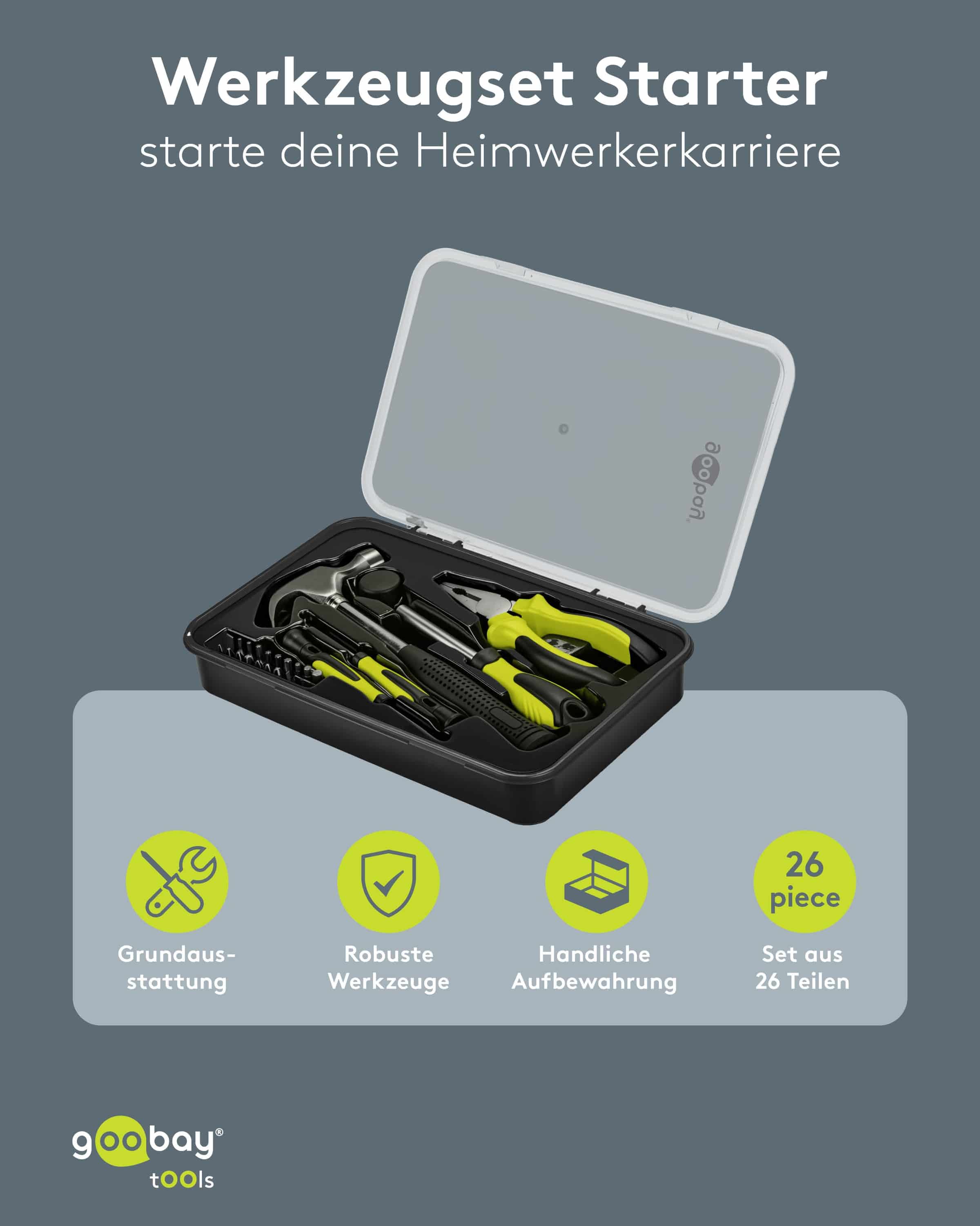GOOBAY TOOLS Werkzeug-Set Starter, 77845, 26-teilig GOOBAY TOOLS Werkzeug-Set Starter, 77845, 26-teilig