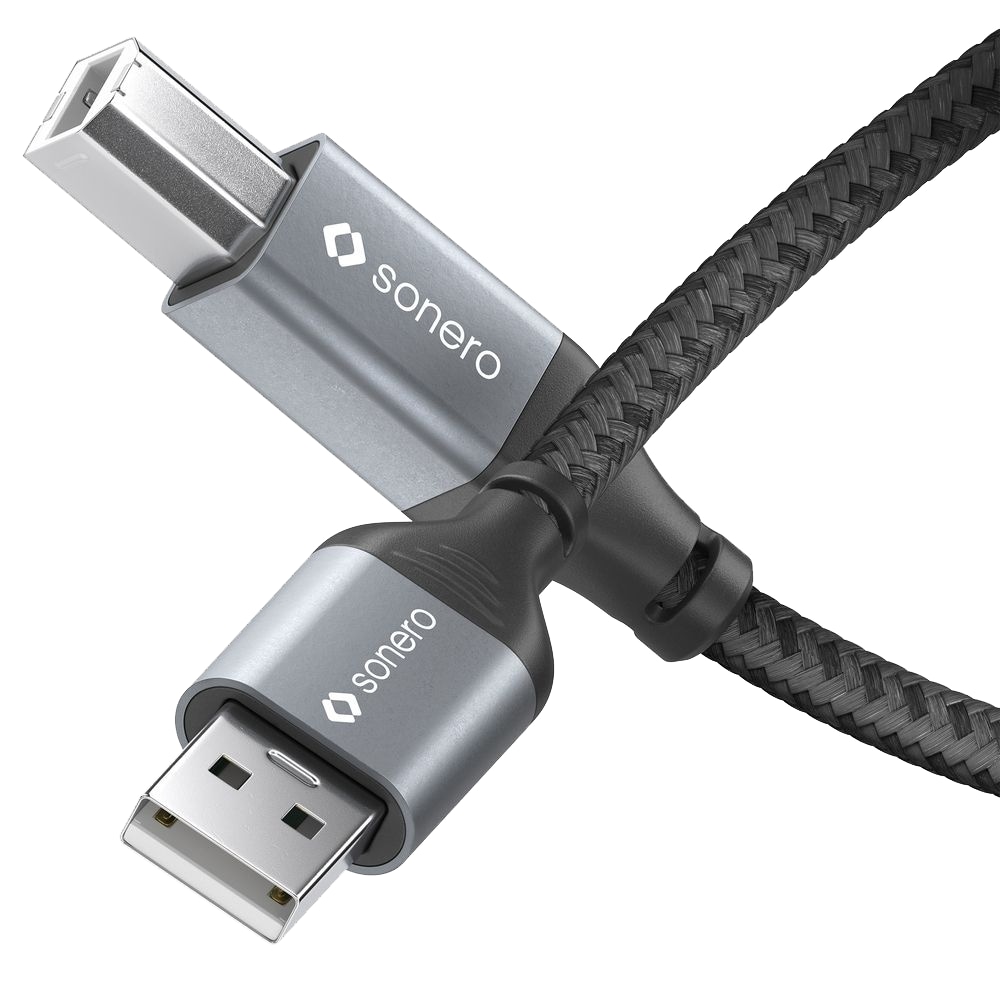 SONERO USB 2.0 Kabel SPC-U010-005 A/B 0,5m grau-schwarz SONERO USB 2.0 Kabel SPC-U010-005 A/B 0,5m grau-schwarz