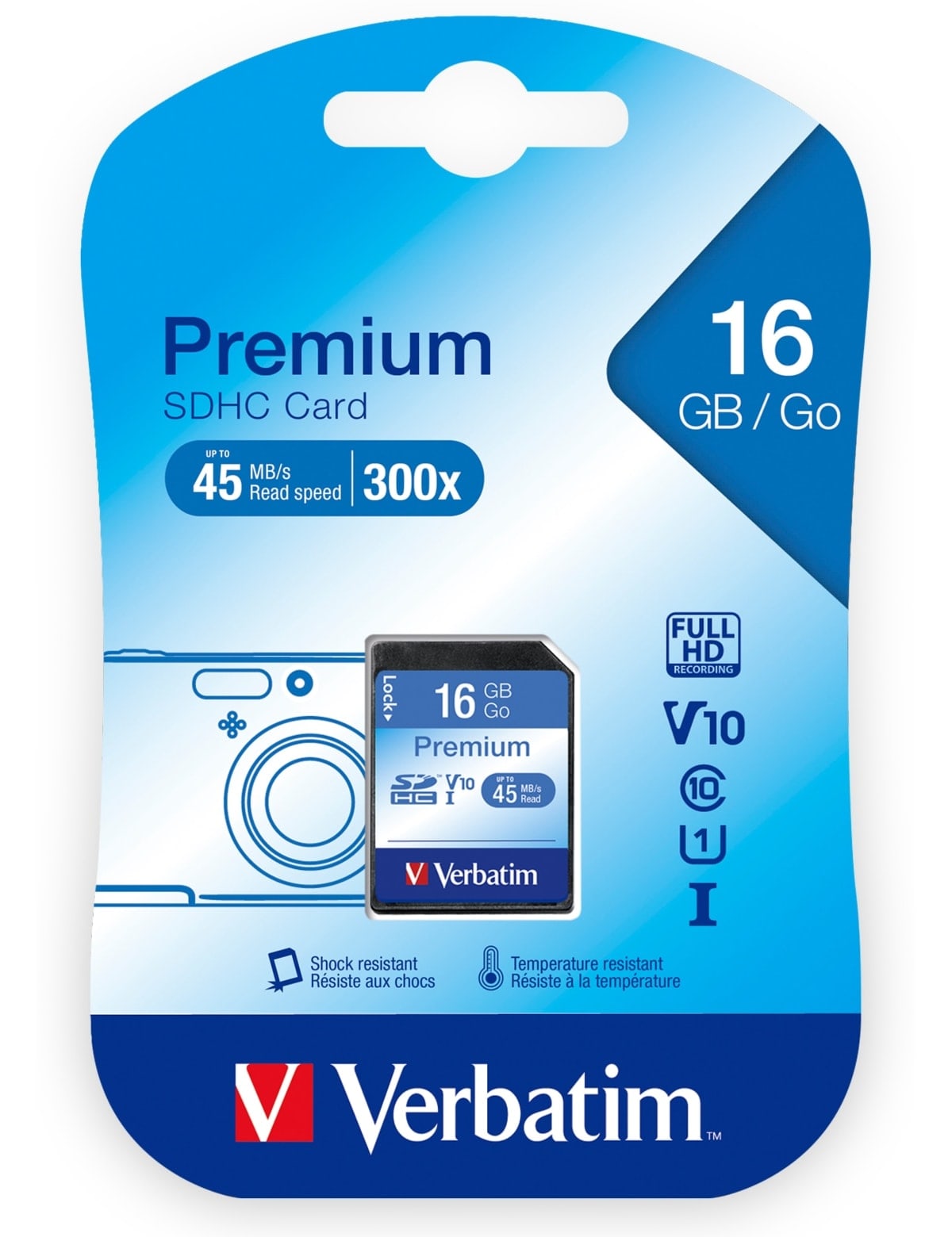 VERBATIM SDHC Card Premium, 16 GB, Class 10 VERBATIM SDHC Card Premium, 16 GB, Class 10