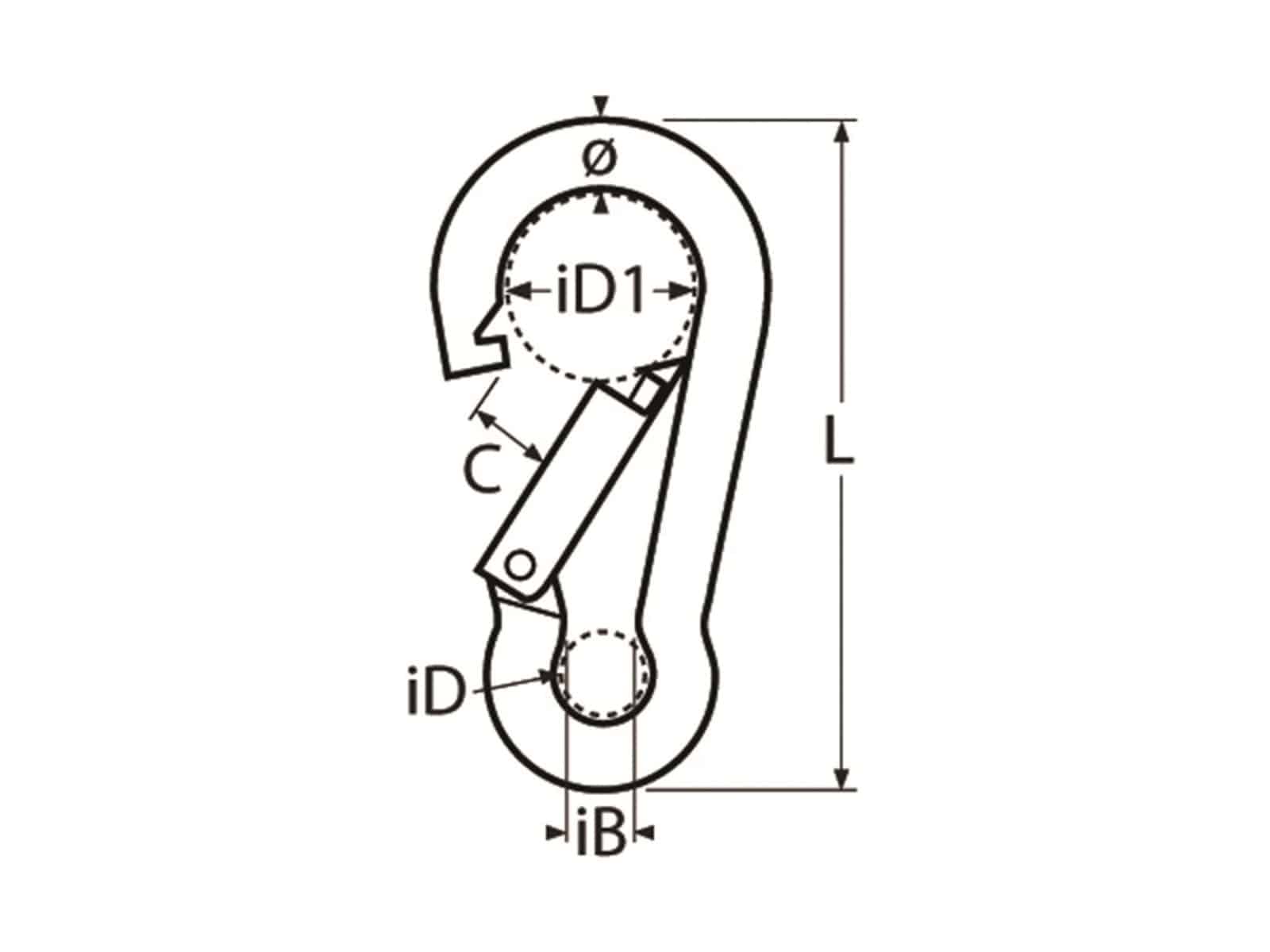 MARINETECH Karabinerhaken, Edelstahl A4, 4x40 mm, mit Sicherheitsmutter, 4 Stück MARINETECH Karabinerhaken, Edelstahl A4, 4x40 mm, mit Sicherheitsmutter, 4 Stück